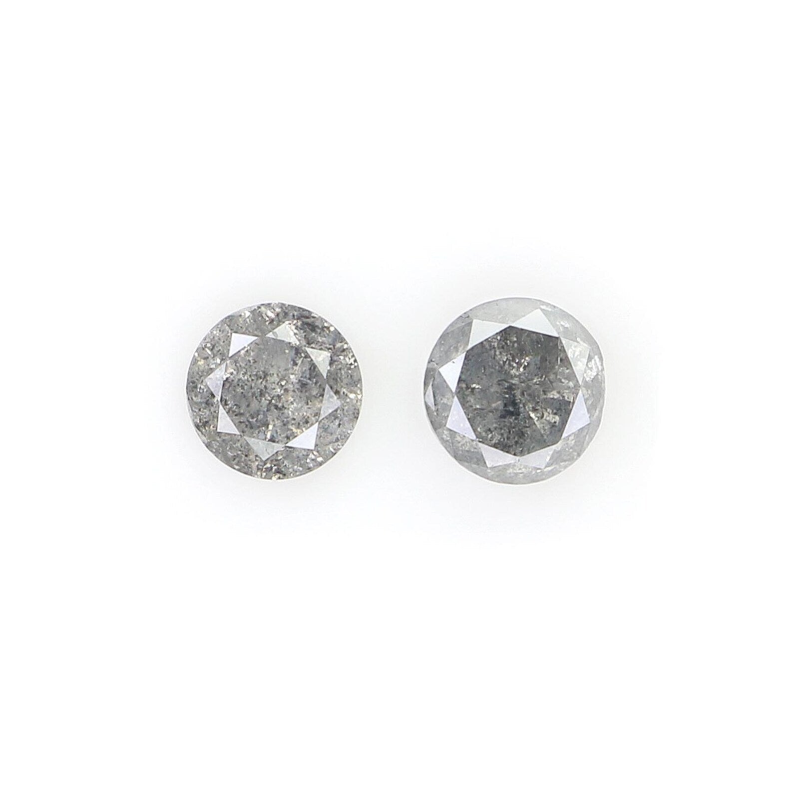 0.55 CT Natural Loose Round Shape Pair Diamond Salt And Pepper Round Diamond 3.70 MM Natural Black Grey Round Brilliant Cut Diamond NQ302
