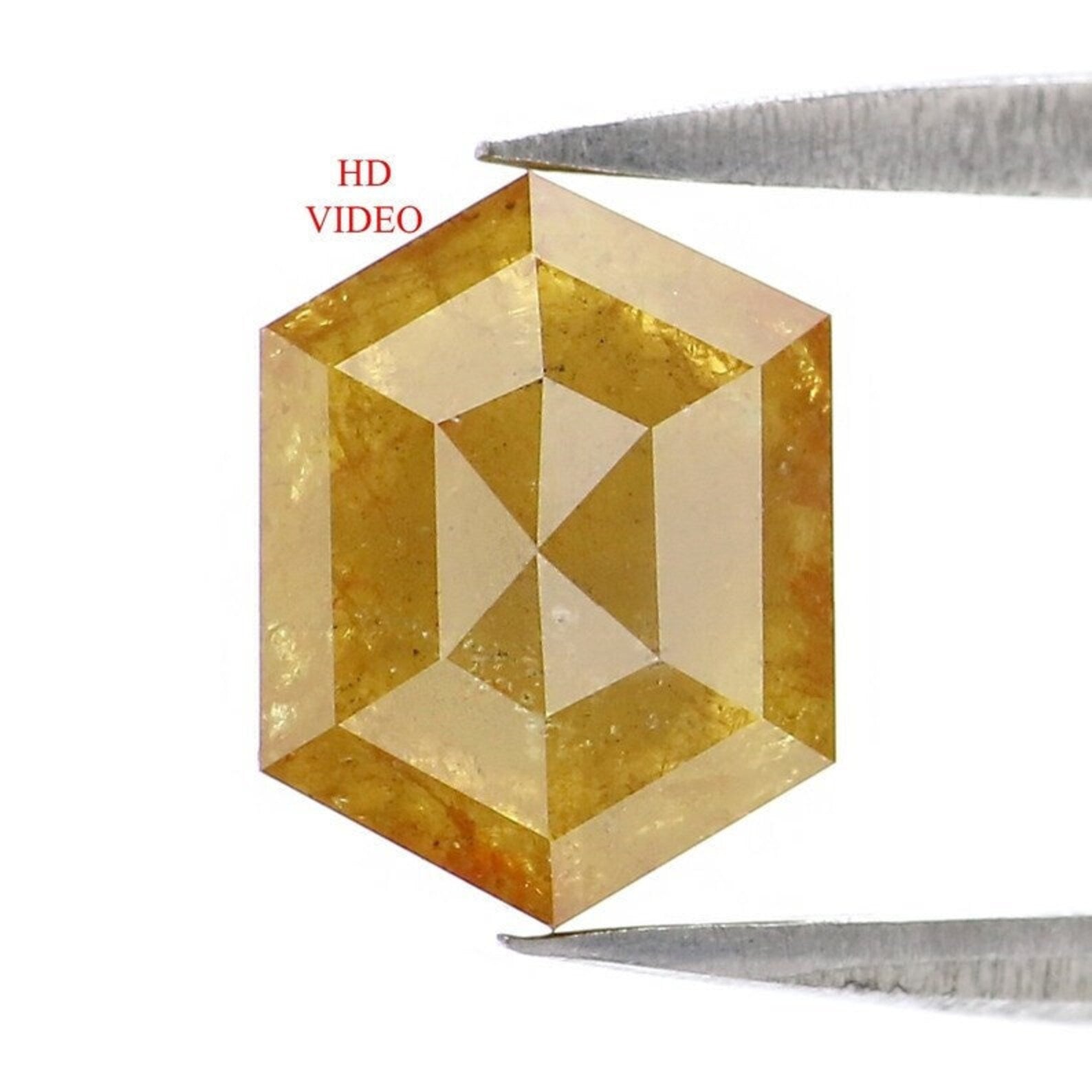 2.04 CT Natural Loose Hexagon Shape Diamond Yellow Color Hexagon Cut Diamond 8.45 MM Natural Diamond Yellow Hexagon Rose Cut Diamond NQ640