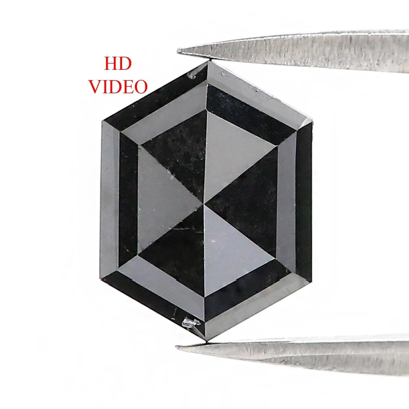 3.11 CT Natural Loose Hexagon Shape Diamond Black Color Hexagon Cut Diamond 10.00 MM Natural Diamond Black Hexagon Rose Cut Diamond QN607