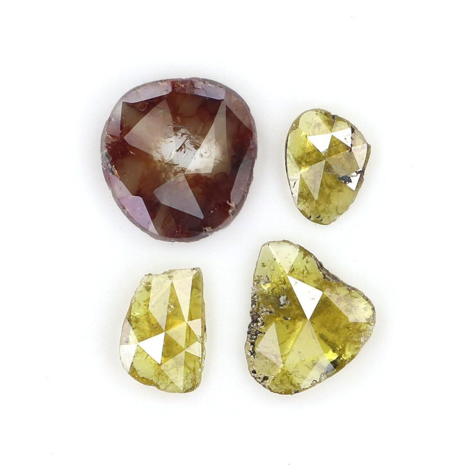 1.23 Ct Natural Loose Slice Shape Diamond Yellow Color Slice Diamond 5.15 MM Natural Loose Diamond Brown Color Slice Rose Cut Diamond NQ2090