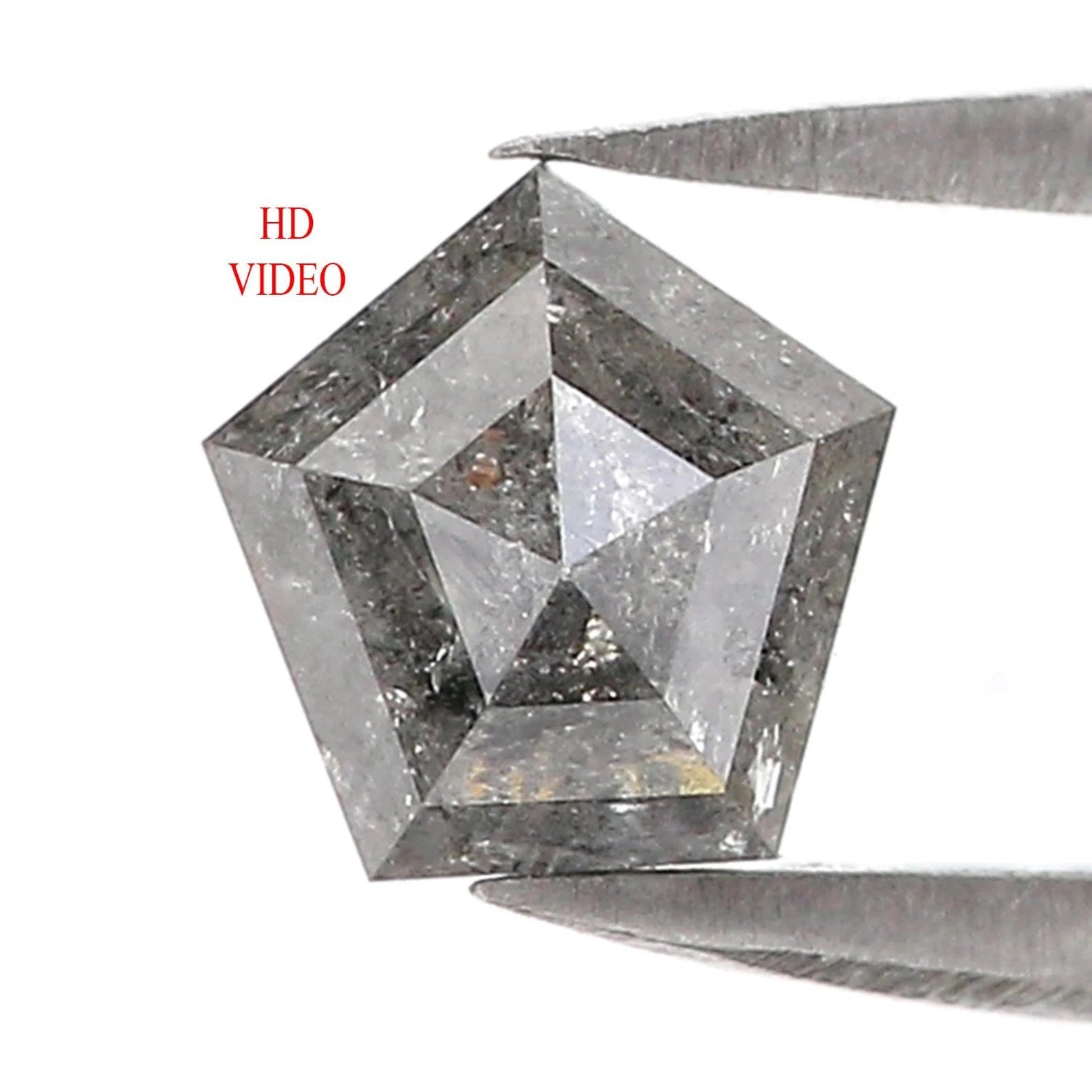 1.31 CT Natural Loose Pentagon Shape Diamond Salt And Pepper Pentagon Diamond 6.75 MM Natural Grey Color Pentagon Rose Cut Diamond QN521