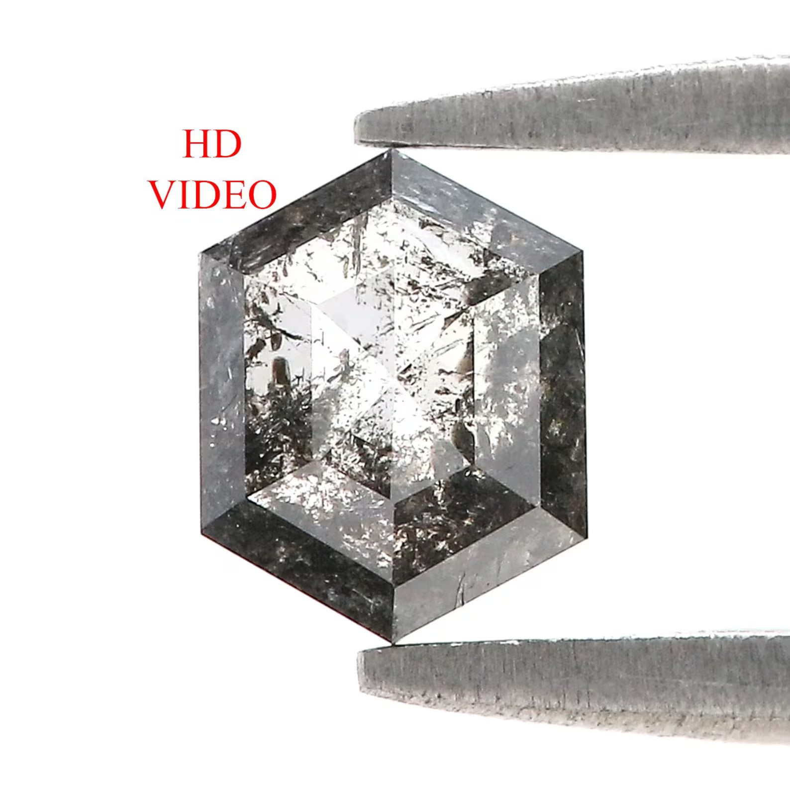 0.69 CT Natural Loose Hexagon Shape Diamond Salt And Pepper Hexagon Cut Diamond 6.00 MM Natural Loose Hexagon Shape Rose Cut Diamond QN849