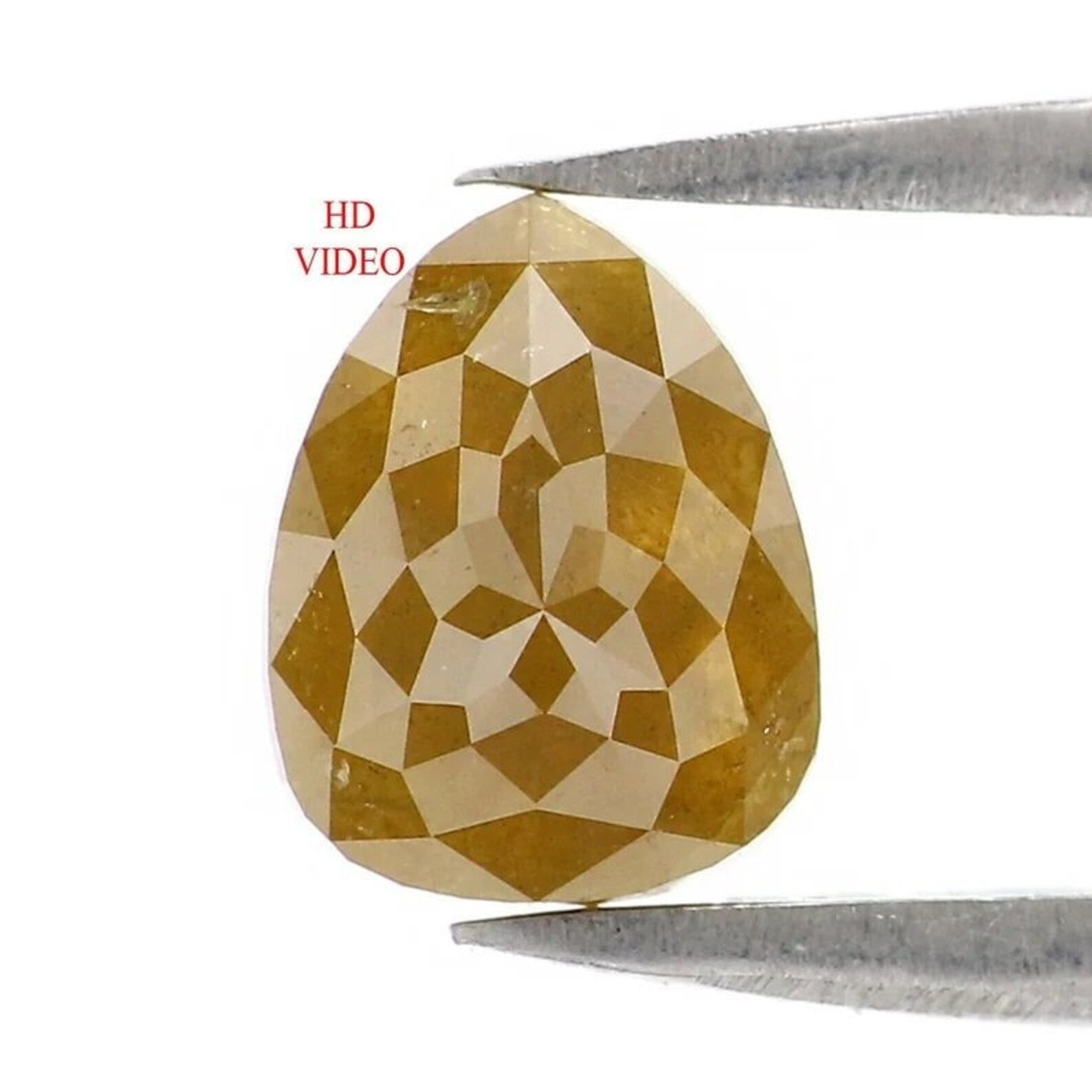 1.38 Ct Natural Loose Pear Shape Diamond Yellow Color Pear Cut Diamond 7.45 MM Natural Diamond Yellow Color Pear Rose Cut Diamond NQ9350