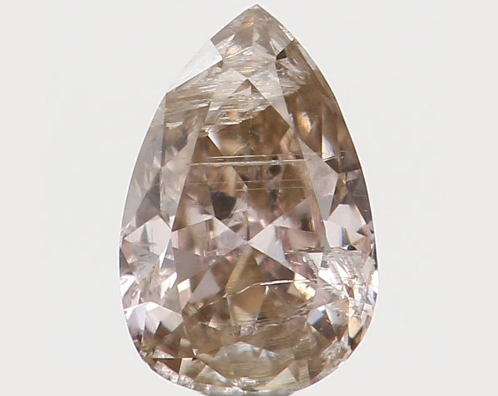 0.14 Ct Natural Loose Diamond Pear Brown Color I2 Clarity 4.10 MM N7488