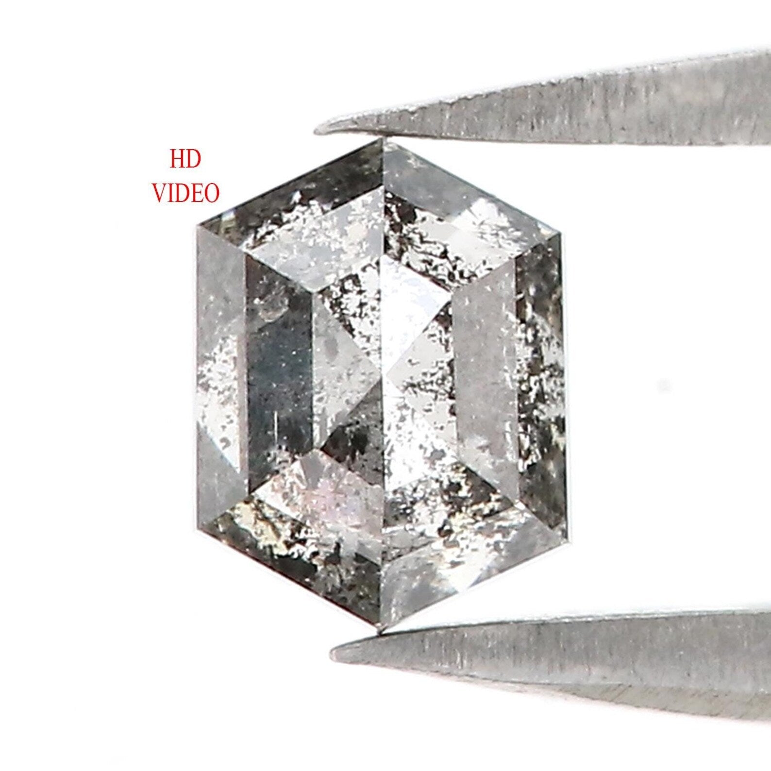 0.57 Ct Natural Loose Hexagon Shape Diamond Salt And Pepper Hexagon Cut Diamond 5.40 MM Natural Loose Black Color Hexagon Cut Diamond QN747