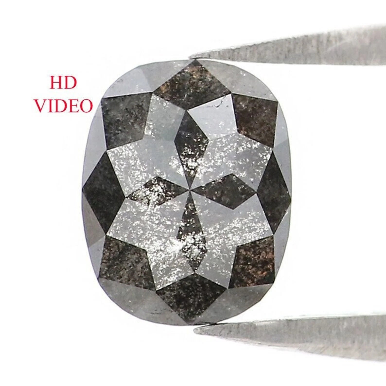 0.66 CT Natural Loose Cushion Shape Diamond Salt And Pepper Cushion Diamond 6.70 MM Natural Black Grey Color Cushion Rose Cut Diamond NQ2100