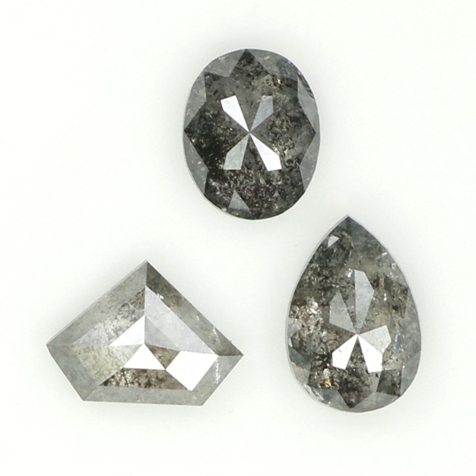 0.84 Ct Natural Loose Diamond, Salt Pepper Diamond, Mix Shape, Black And Gray Diamond, Shield Diamond, Oval Diamond, Pear Diamond KDN1237