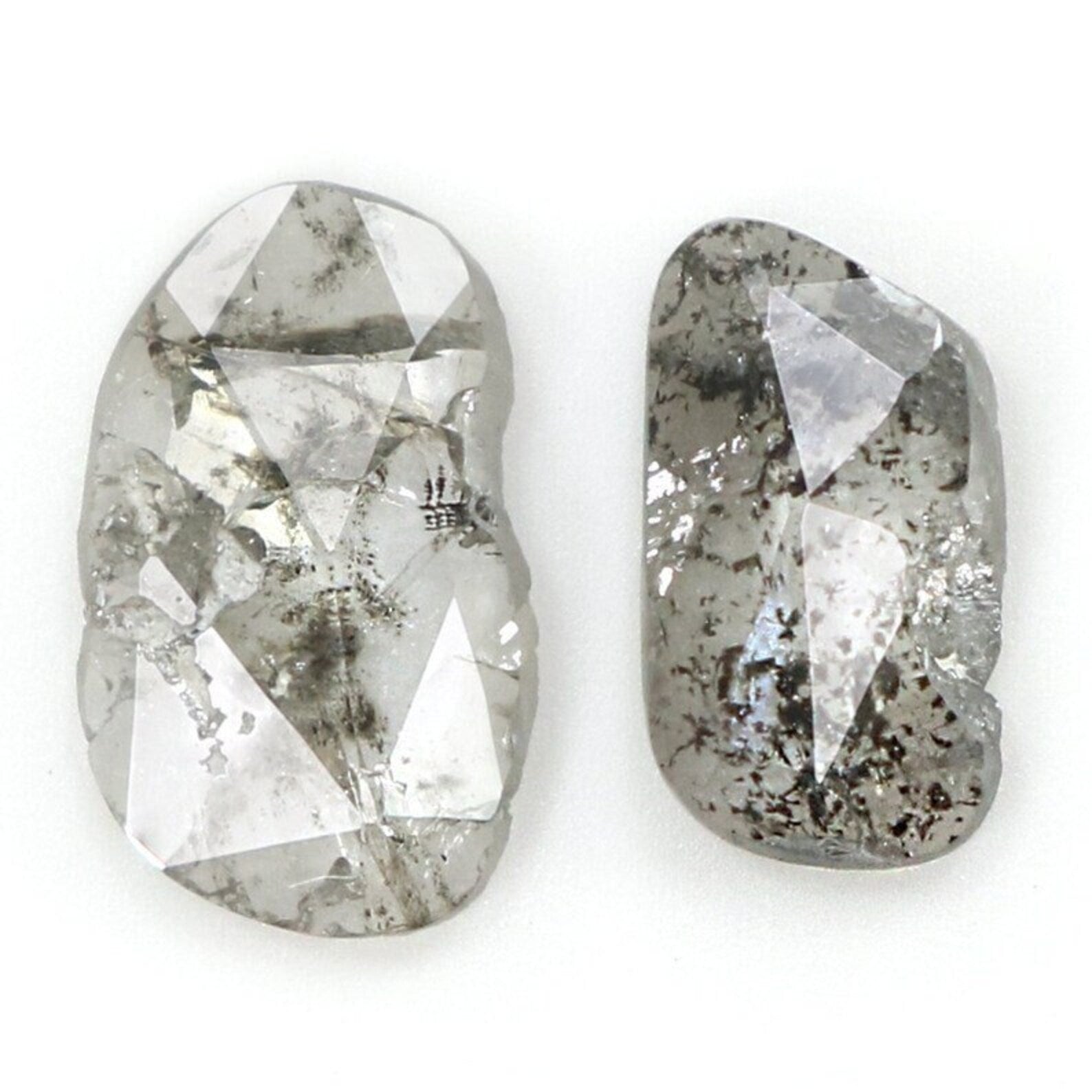 0.94 CT Natural Loose Slice Shape Diamond Salt And Pepper Slice Cut Diamond 7.05 MM Natural Black Grey Color Slice Rose Cut Diamond NQ1632