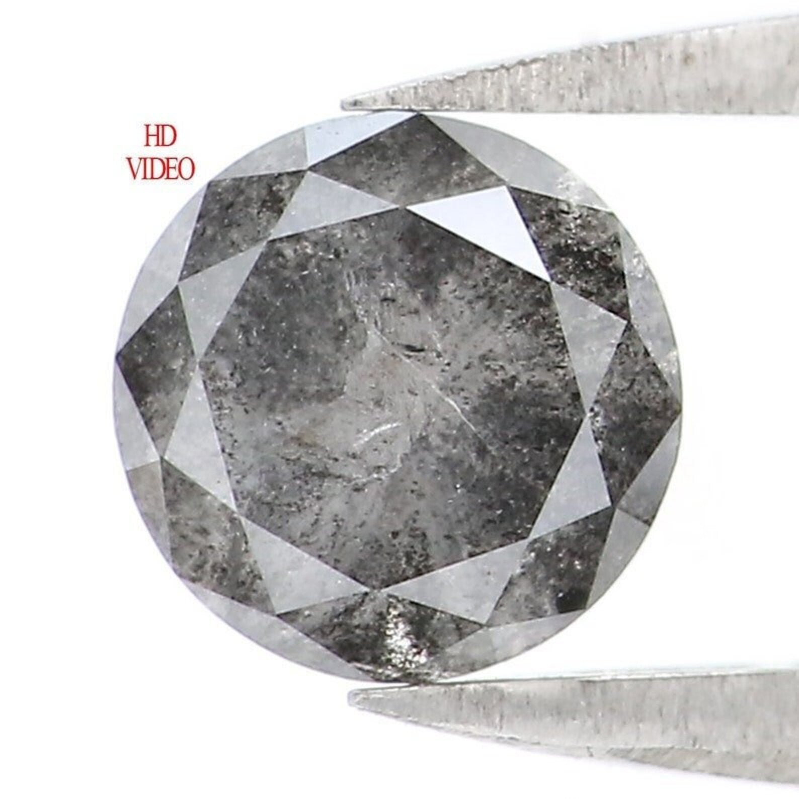 0.93 Ct Natural Loose Round Brilliant Cut Diamond Salt And Pepper Round Diamond 5.80 MM Natural Black Grey Color Round Shape Diamond NQ9357