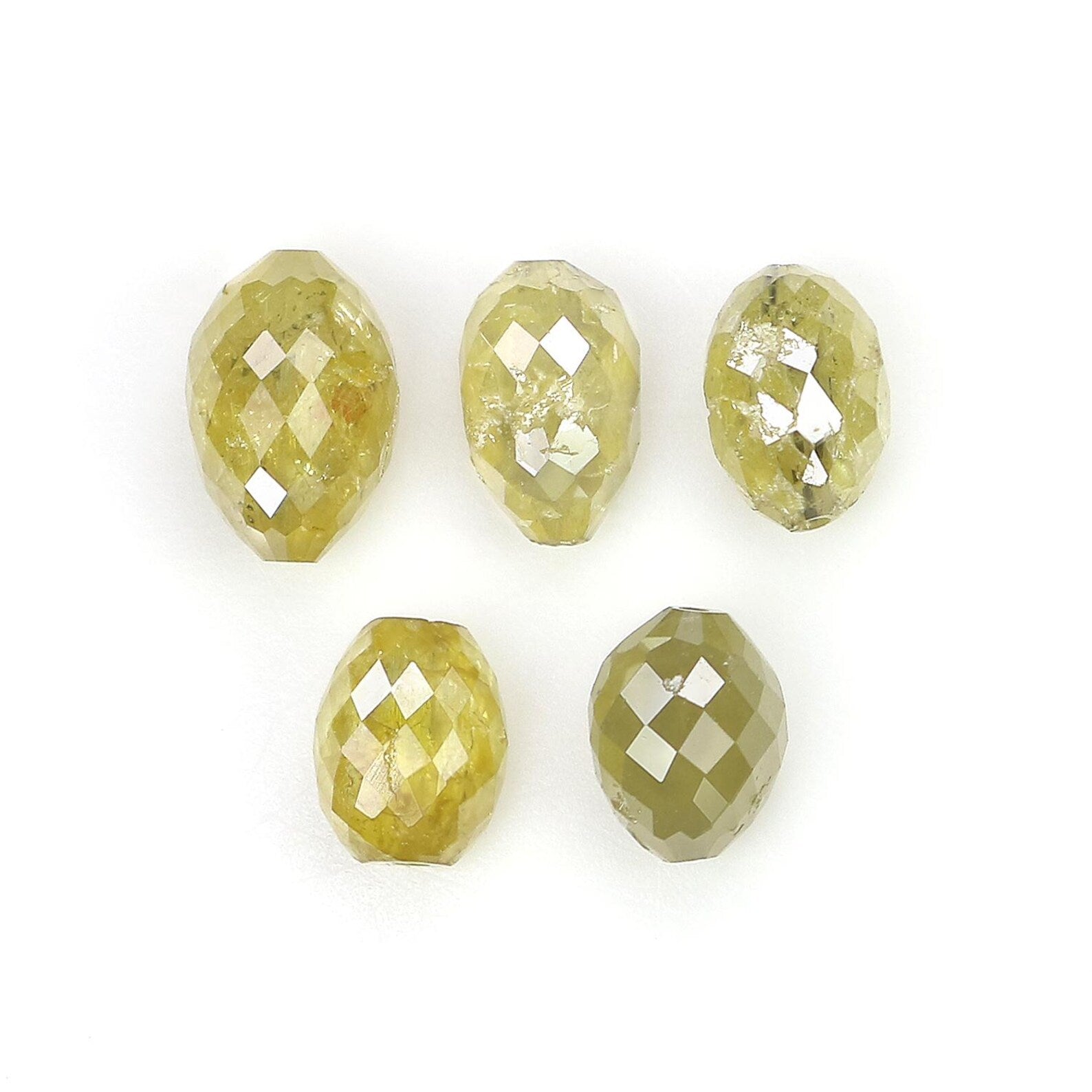 3.05 CT Natural Loose Egg Shape Bead Diamond Yellow Color Bead Diamond 4.75 MM Natural Loose Yellow Color Egg Shape Rose Cut Diamond NQ1783
