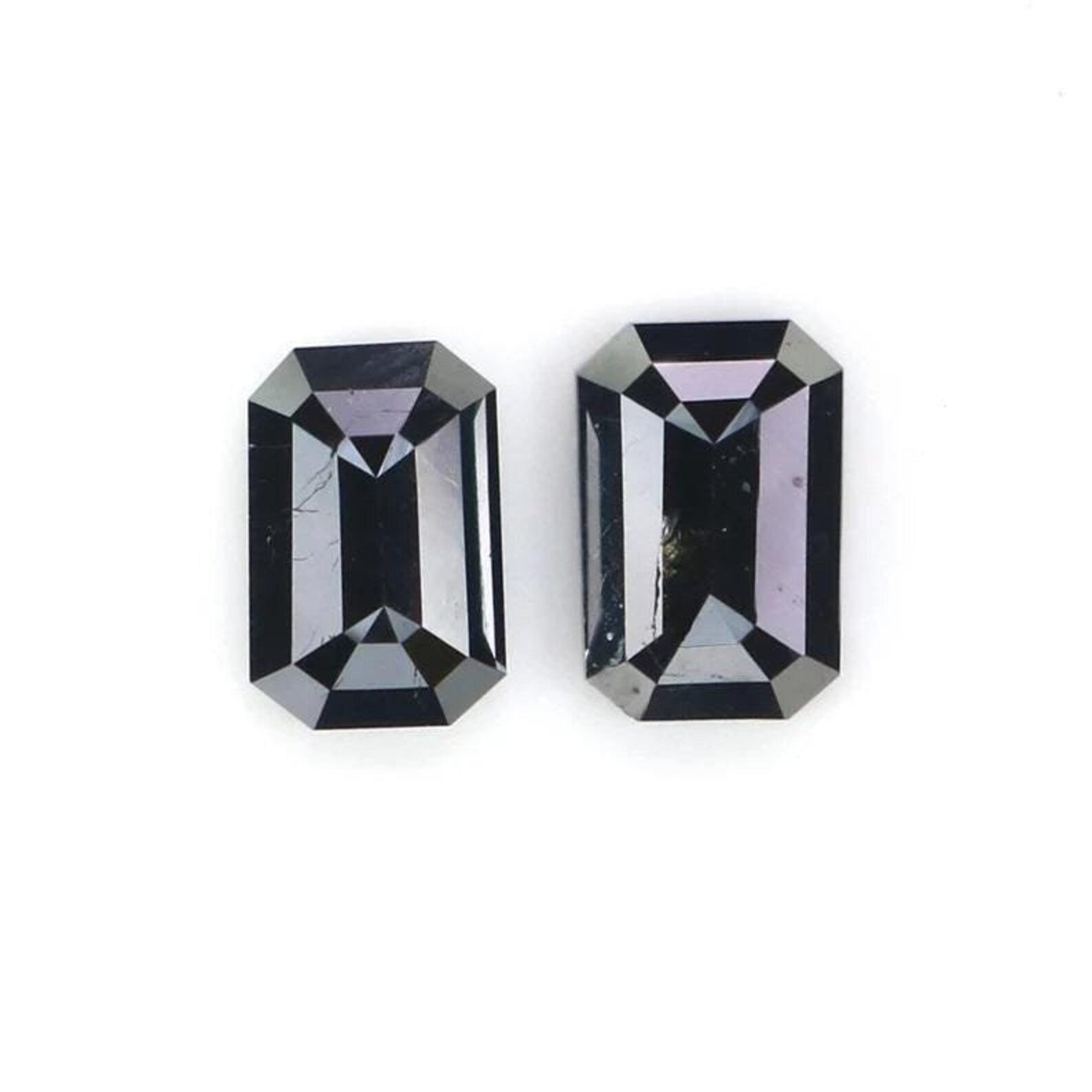 0.74 CT Natural Loose Emerald Shape Pair Diamond Black Color Emerald Diamond 5.75 MM Natural Black Color Emerald Rose Cut Diamond NQB2265