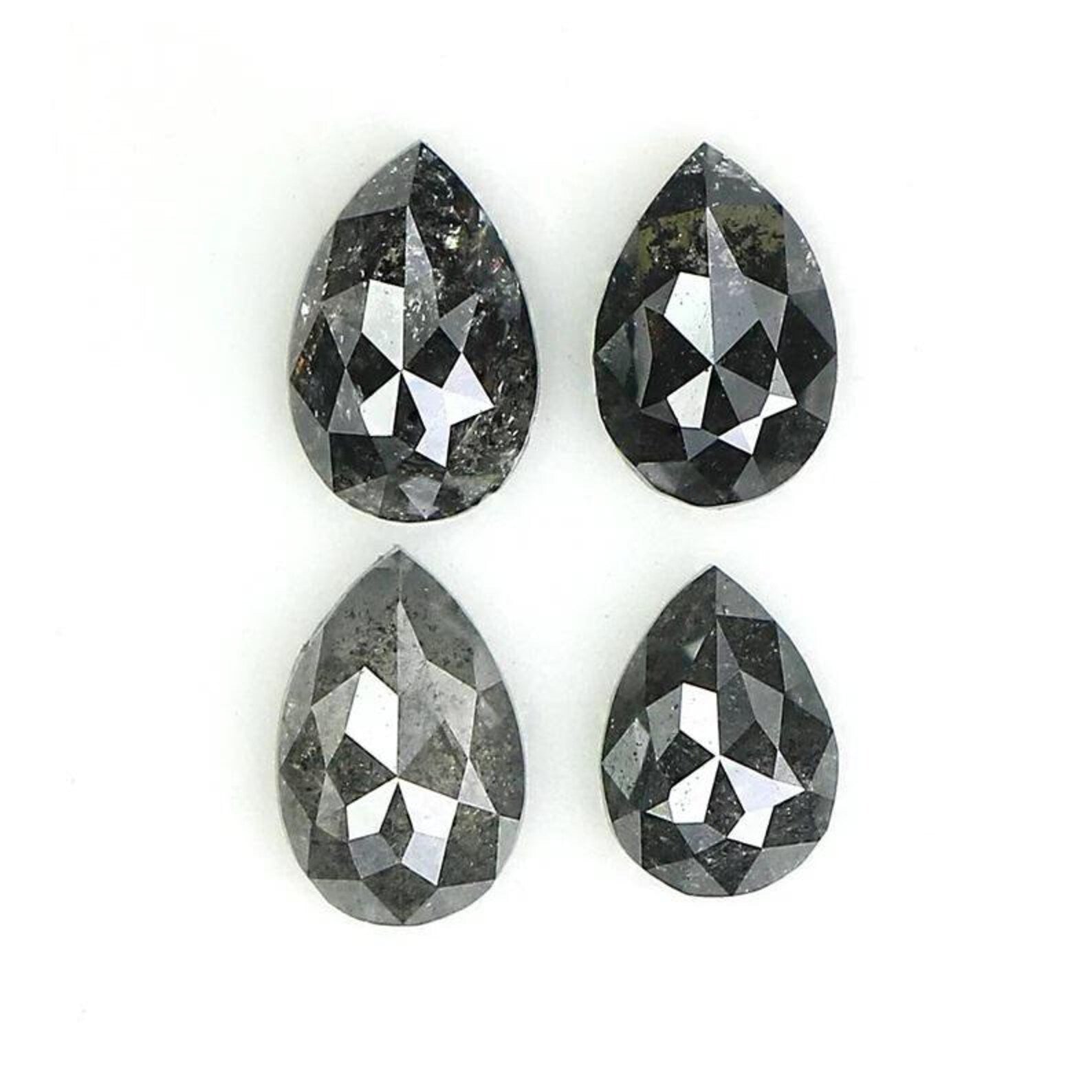 1.03 CT Natural Loose Pear Shape Diamond Salt And Pepper Pear Cut Diamond 4.60 MM Natural Black Grey Color Pear Rose Cut Diamond QN1496