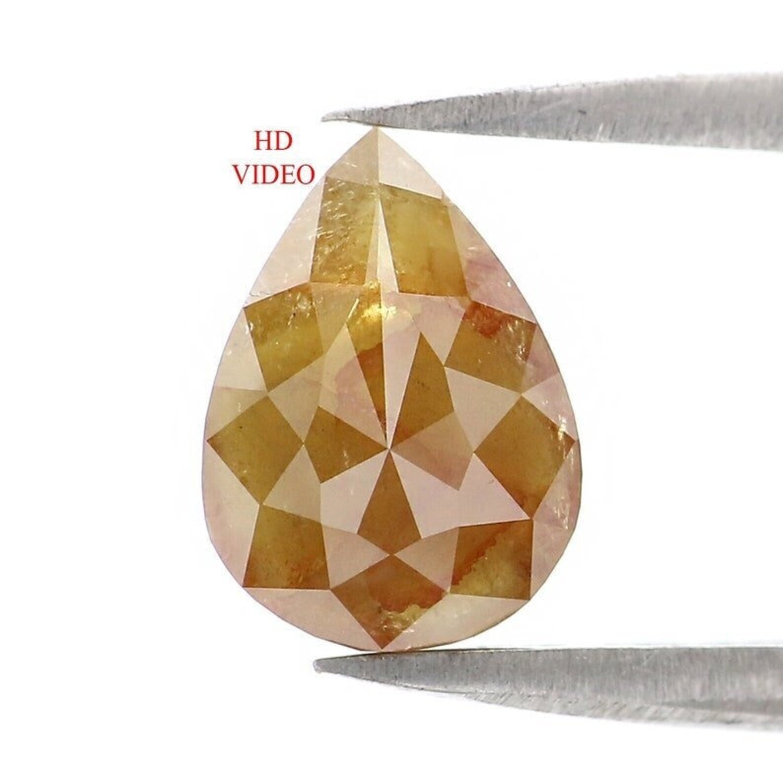 1.67 CT Natural Loose Pear Shape Diamond Yellow Color Pear Cut Diamond 8.80 MM Natural Loose Brown Color Diamond Pear Rose Cut Diamond NQ232