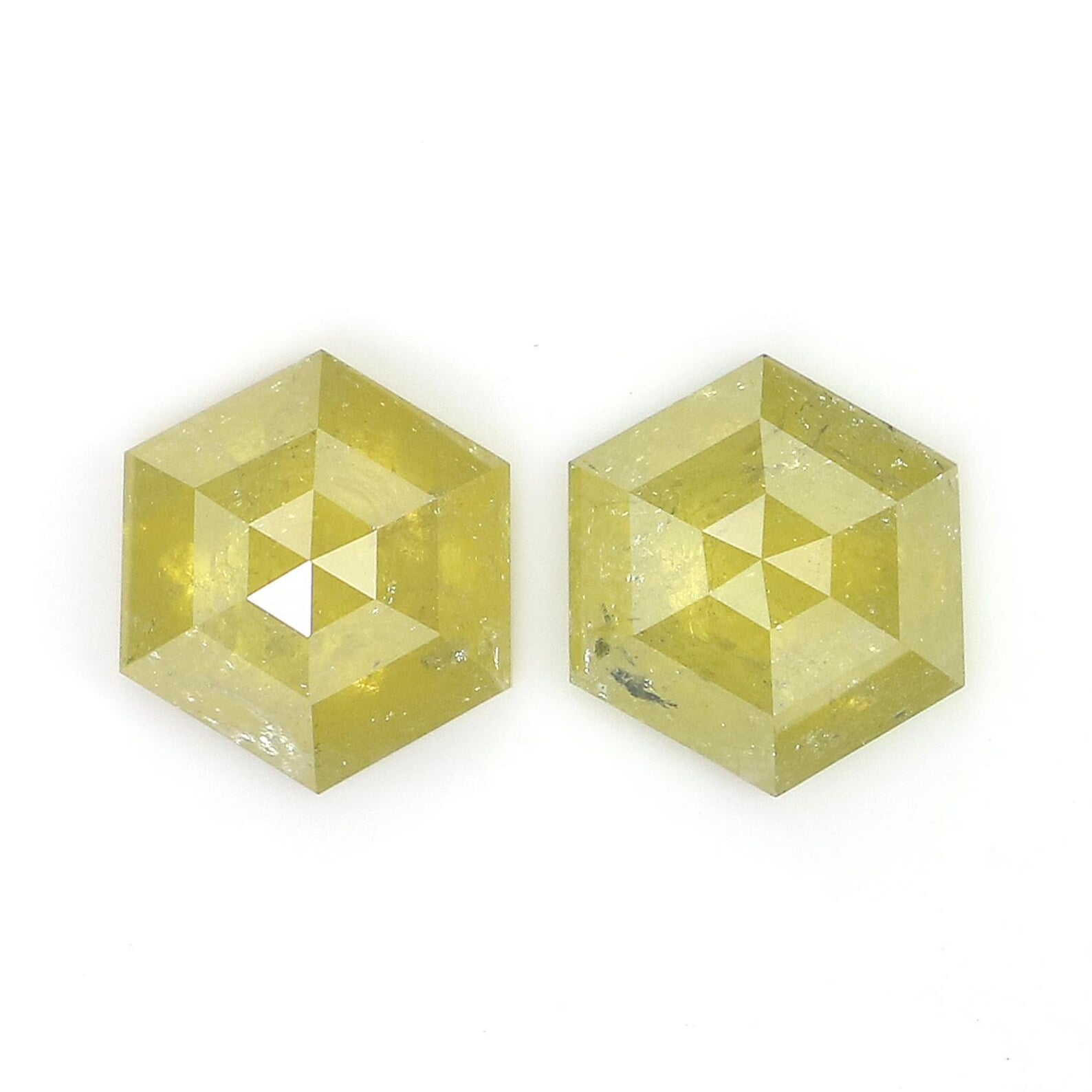 2.07 Ct Natural Loose Hexagon Shape Pair Diamond Yellow Color Hexagon Cut Diamond 6.70 MM Natural Diamond Hexagon Rose Cut Diamond NQ7999