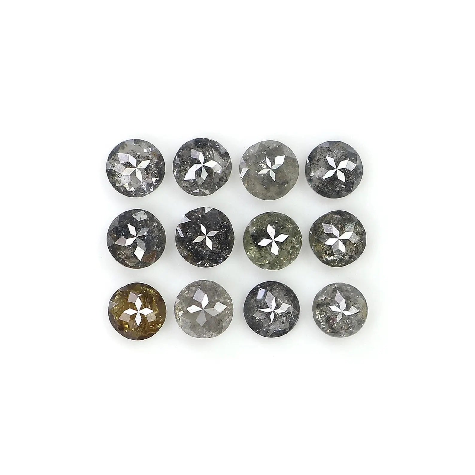 1.80 CT Natural Loose Round Shape Diamond Salt And Pepper Round Cut Diamond 3.00 MM Natural Black Grey Color Round Rose Cut Diamond NQ8070