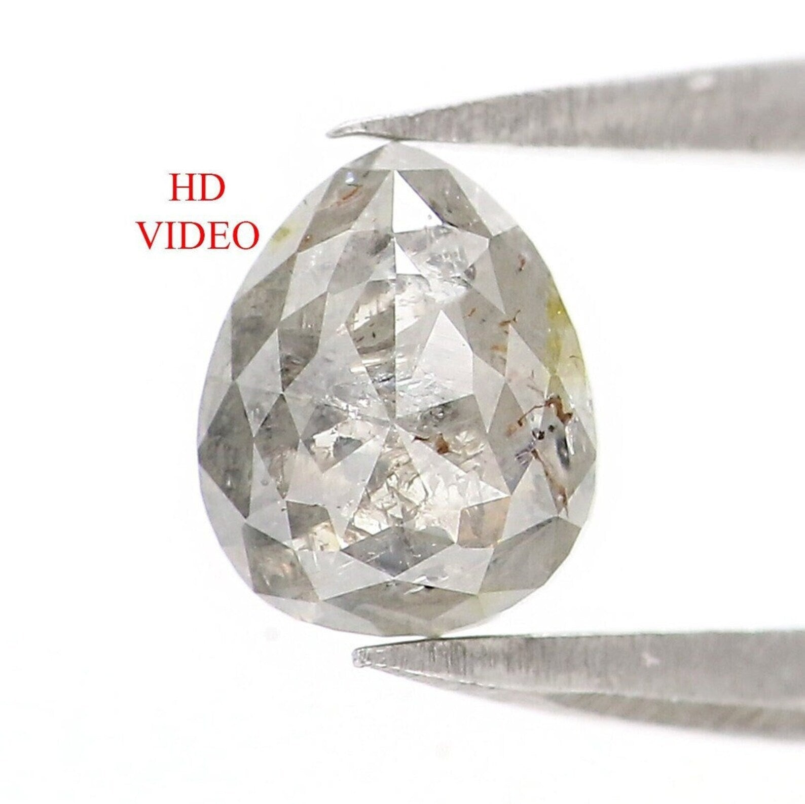 0.85 CT Natural Loose Pear Shape Diamond Salt And Pepper Pear Diamond 6.20 MM Natural Loose Diamond Grey Color Pear Rose Cut Diamond NQ2376