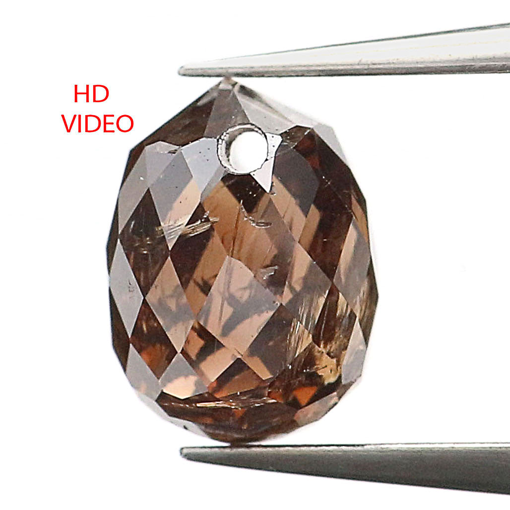 0.48 Ct Natural Loose Briolette Shape Diamond Brown Color Drop Diamond 4.60 MM Natural Loose Brown Color Briolette Rose Cut Diamond LQ9259