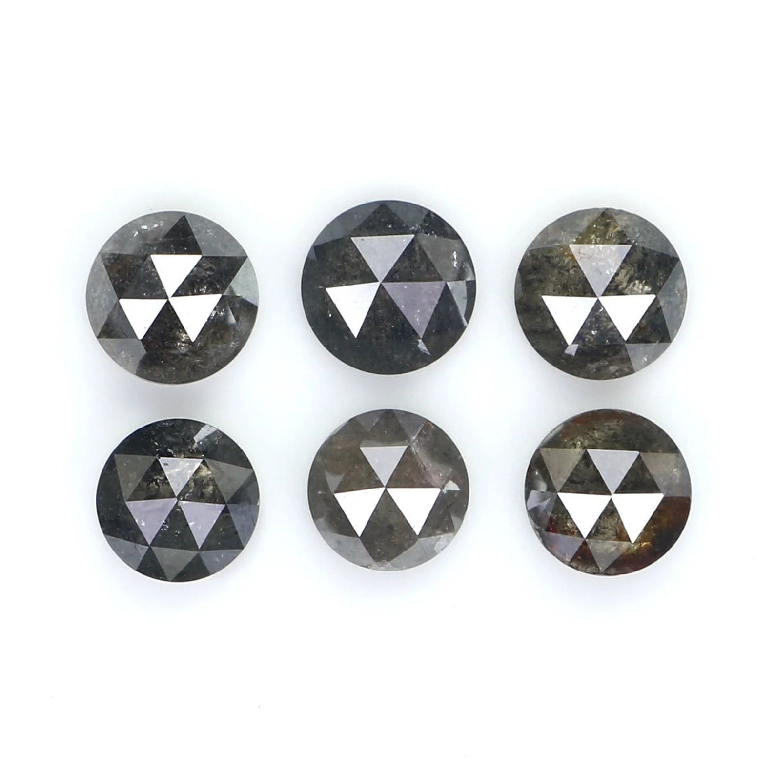 Natural Loose Rose Cut Salt And Pepper Diamond Black Grey Color 1.85 CT 3.97 MM Round Rose Cut Shape Diamond KDN2059