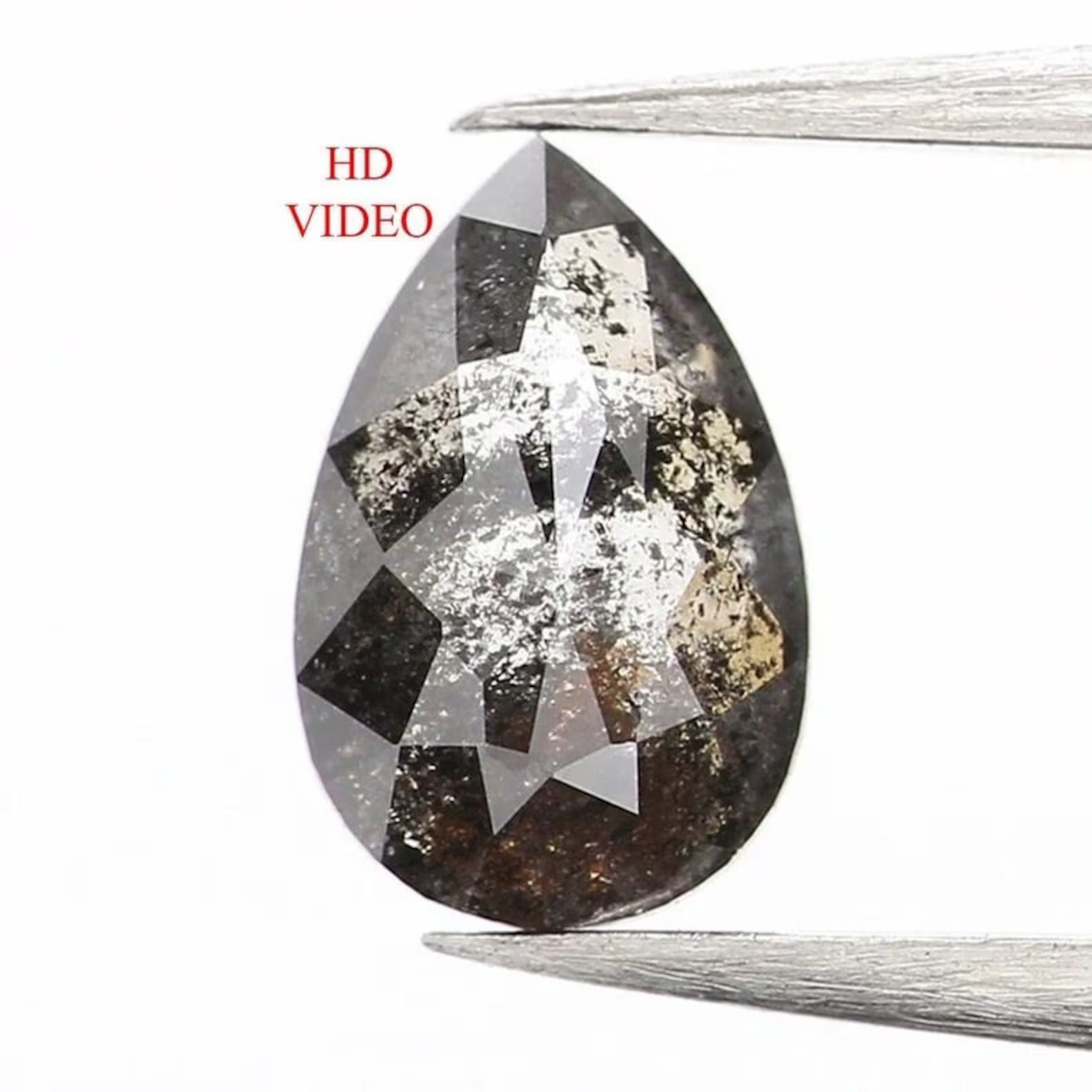 0.36 CT Natural Loose Pear Shape Diamond Salt And Pepper Pear Diamond 6.00 MM Natural Diamond Black Grey Color Pear Rose Cut Diamond NQ1205