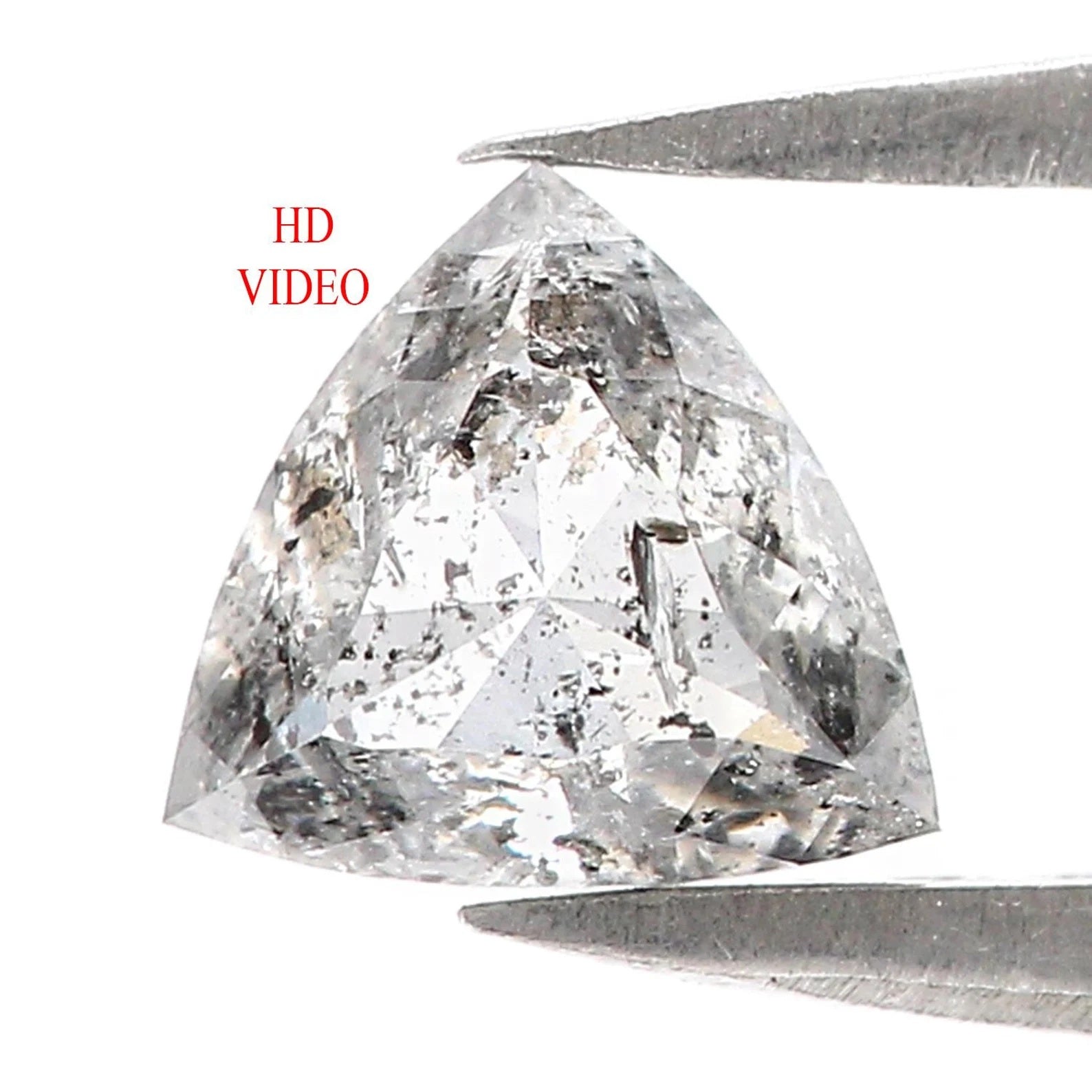 0.90 CT Natural Loose Triangle Shape Diamond Salt And Pepper Triangle Cut Diamond 6.25 MM Black Grey Color Triangle Rose Cut Diamond NQ222