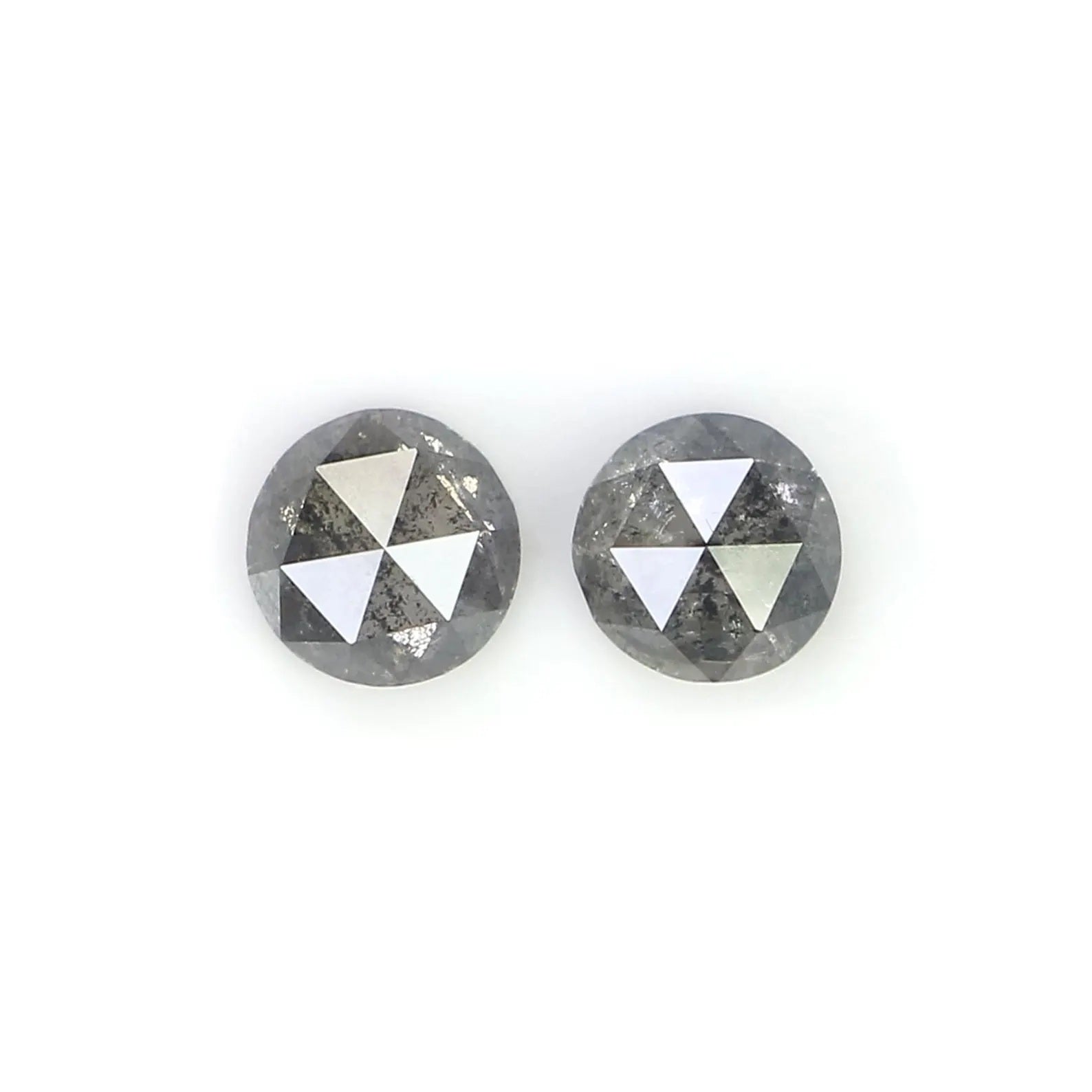 0.60 CT Natural Loose Round Shape Pair Diamond Salt And Pepper Round Diamond 4.10 MM Natural Black Grey Color Round Rose Cut Diamond NQ9314