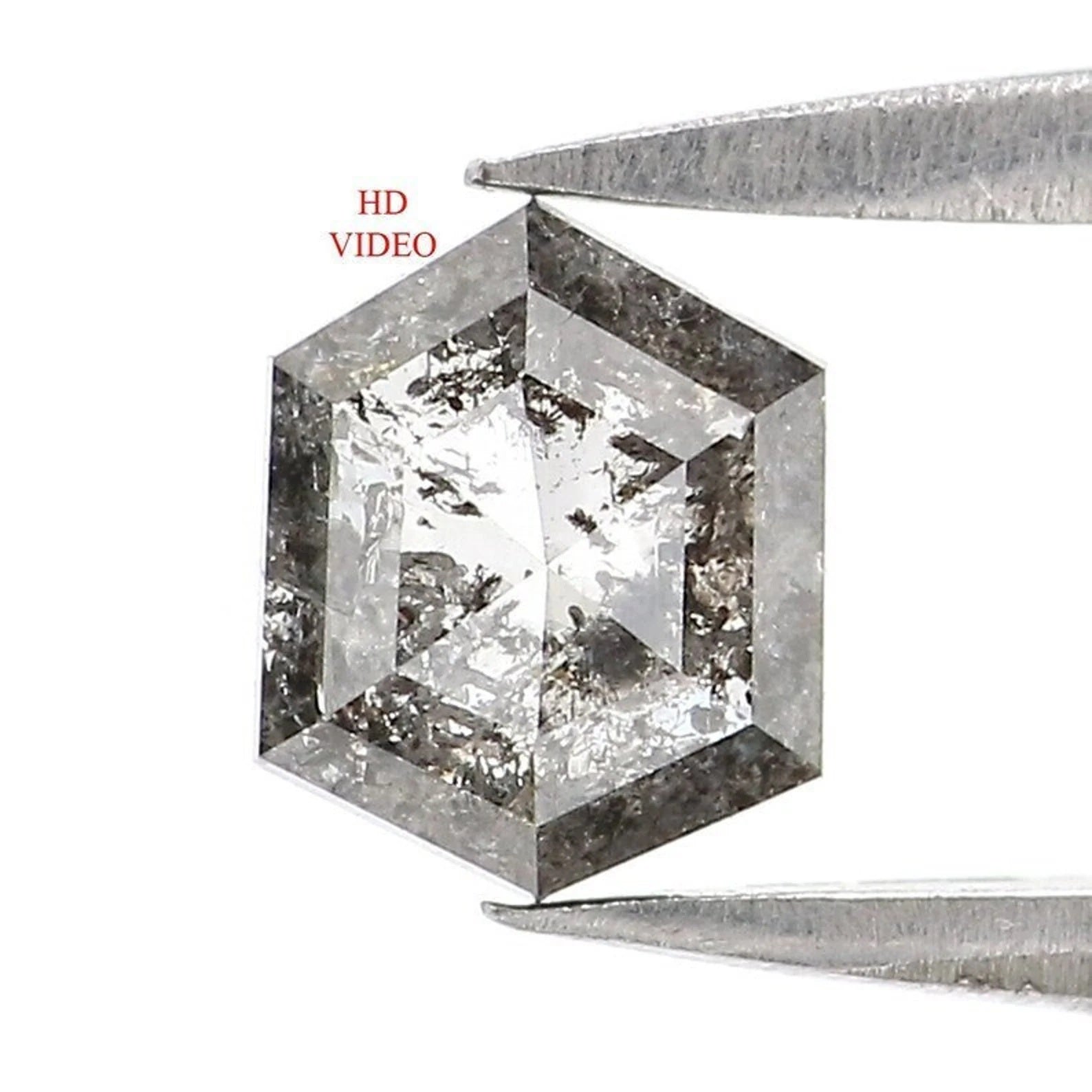 0.57 CT Natural Loose Hexagon Shape Diamond Salt And Pepper Hexagon Diamond 5.75 MM Natural Loose Diamond Hexagon Rose Cut Diamond NQ2459