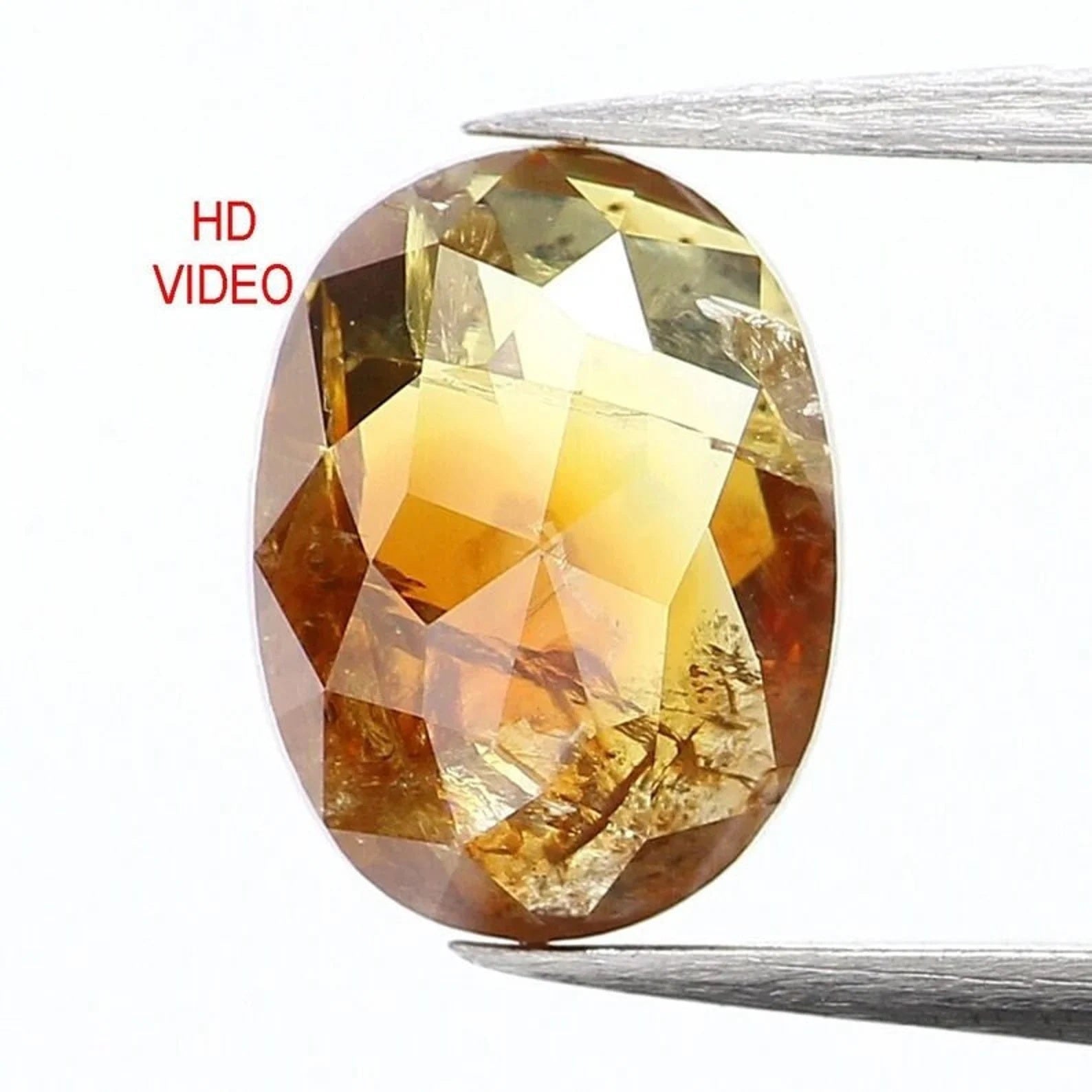0.91 Ct Natural Loose Oval Shape Diamond Brown Yellow Color Oval Cut Diamond 7.05 MM Natural Brown Yellow Color Oval Rose Cut Diamond QN1052