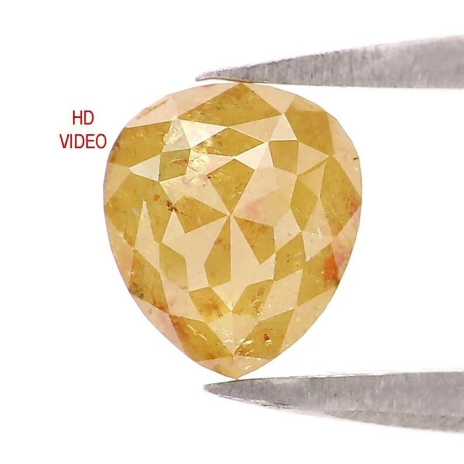 0.98 CT Natural Loose Heart Shape Diamond Yellow Color Heart Cut Diamond 6.15 MM Natural Loose Diamond Heart Shape Rose Cut Diamond QN2222