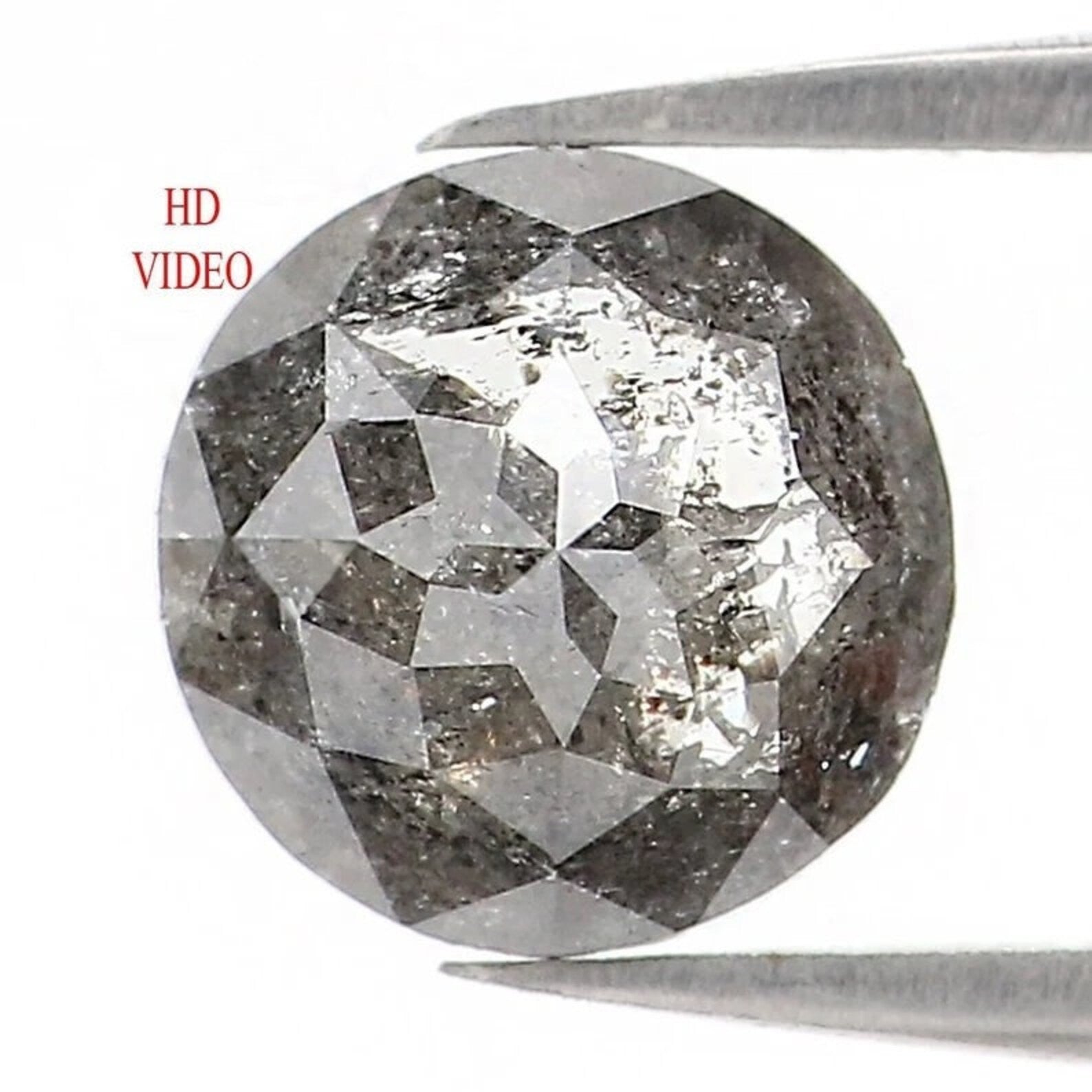 0.91 CT Natural Loose Round Cut Diamond Salt And Pepper Diamond 6.10 MM Natural Loose Diamond Black Grey Color Round Rose Cut Diamond NQ1552