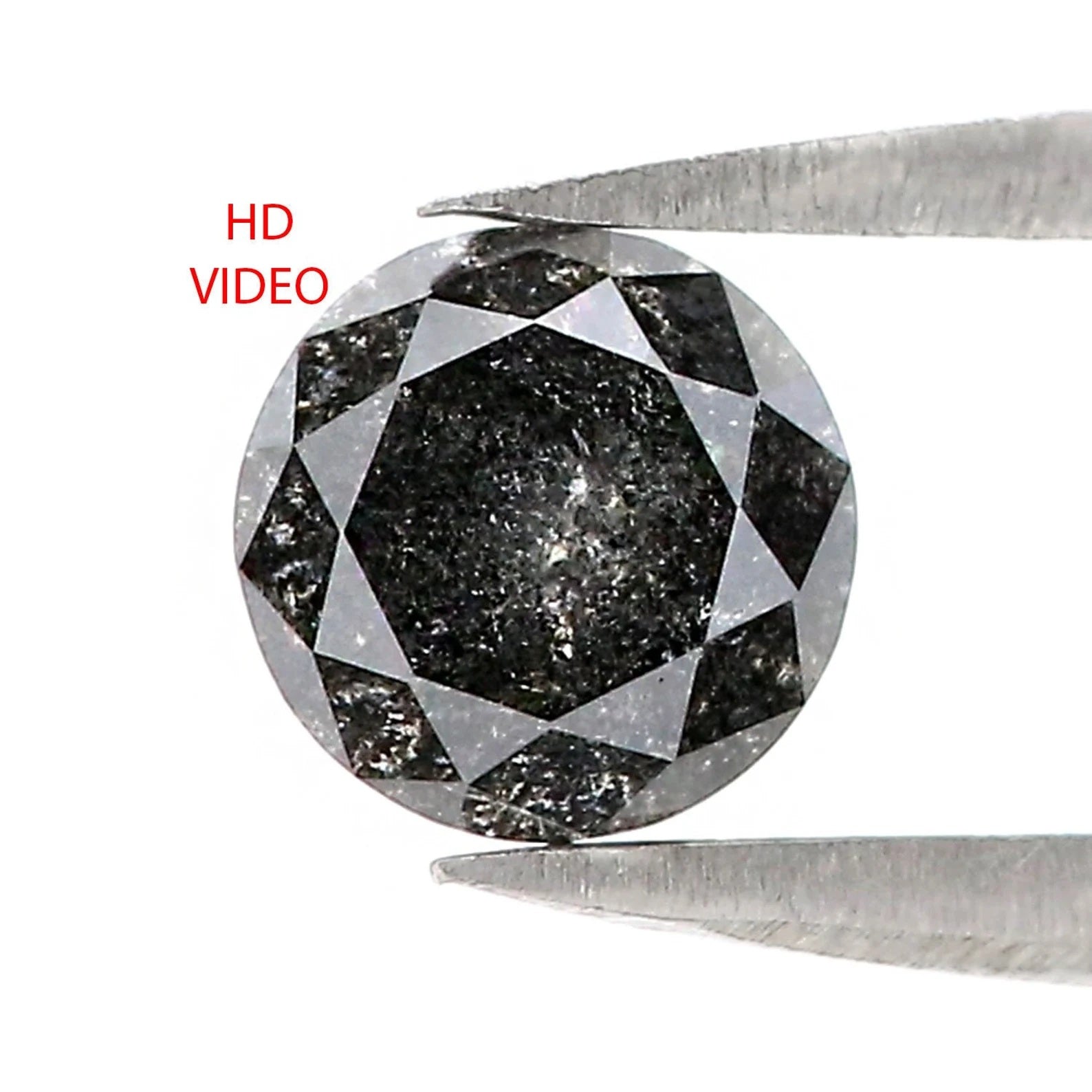 0.82 CT Natural Loose Round Brilliant Cut Diamond Salt And Pepper Diamond 5.70 MM Natural Black Gray Round Brilliant Cut Diamond QN2489