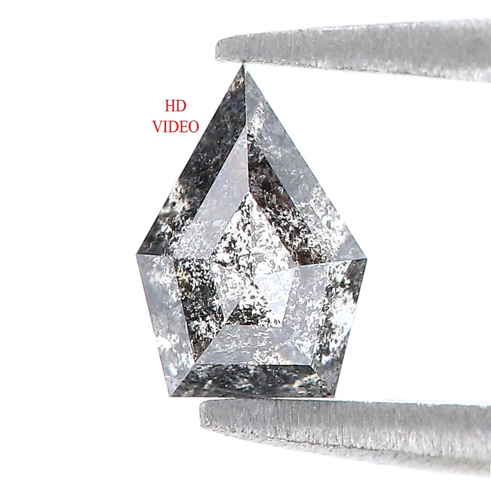 0.58 Ct Natural Loose Shield Shape Diamond Salt And Pepper Shield Diamond 6.60 MM Natural Loose Black Grey Color Shield Cut Diamond QN8843