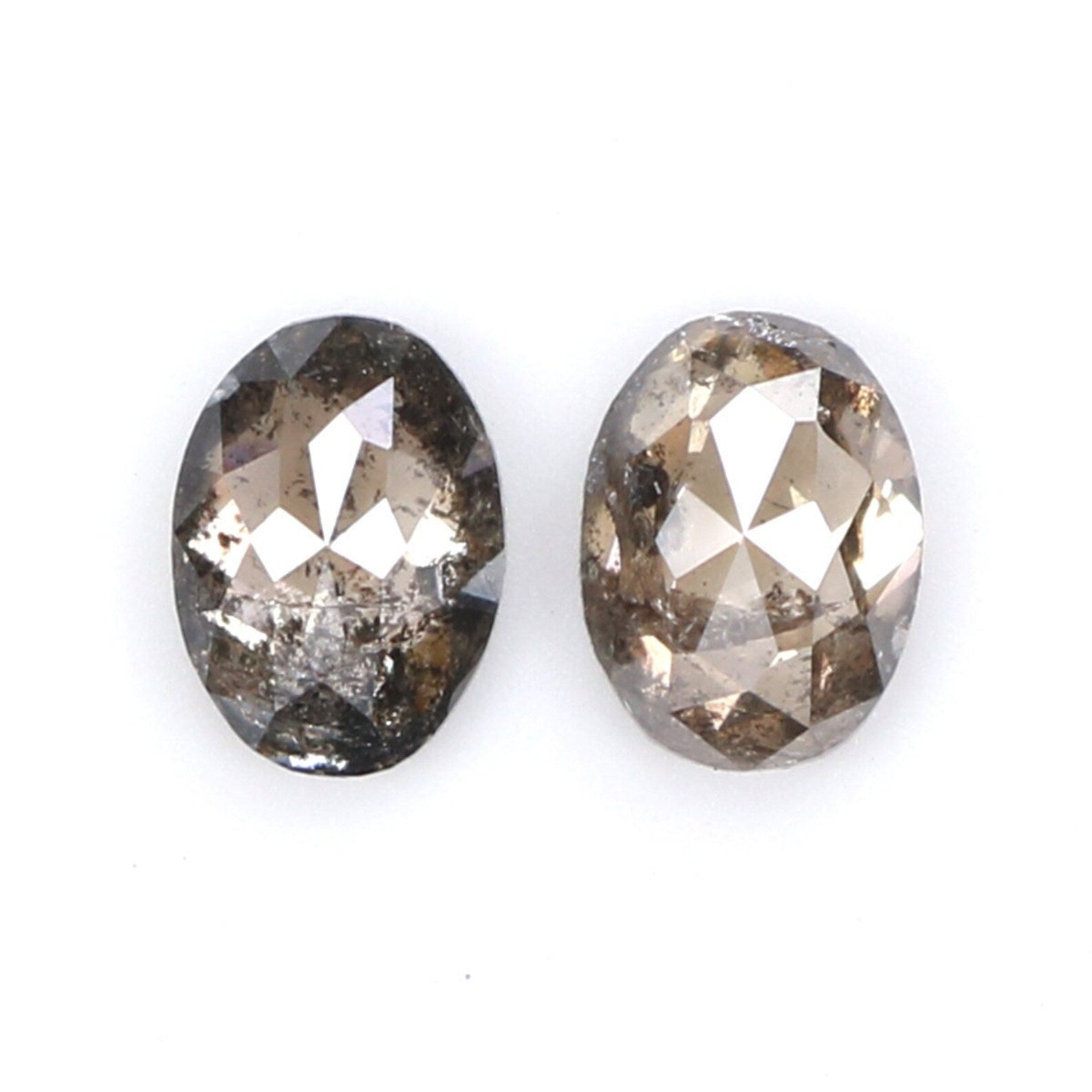 Natural Loose Oval Salt And Pepper Diamond Black Grey Color 0.85 CT 5.30 MM Oval Shape Rose Cut Diamond KDN969