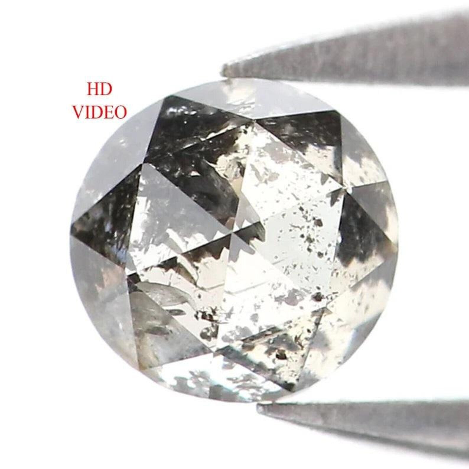 0.39 CT Natural Loose Round Shape Diamond Salt And Pepper Round Cut Diamond 4.20 MM Natural Black Grey Color Round Rose Cut Diamond NQ9310