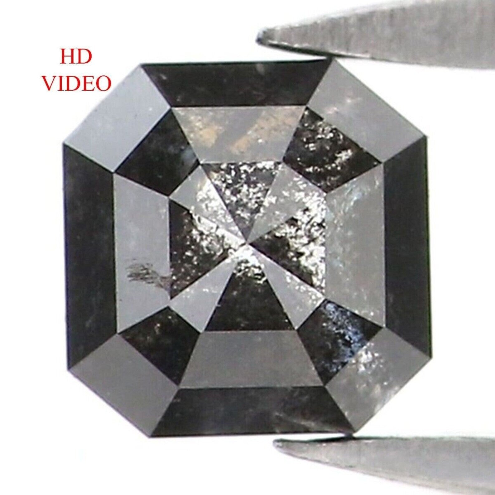 0.40 Ct Natural Loose Emerald Shape Diamond Salt And Pepper Emerald Diamond 4.00 MM Natural Black Grey Color Emerald Rose Cut Diamond NQ9403