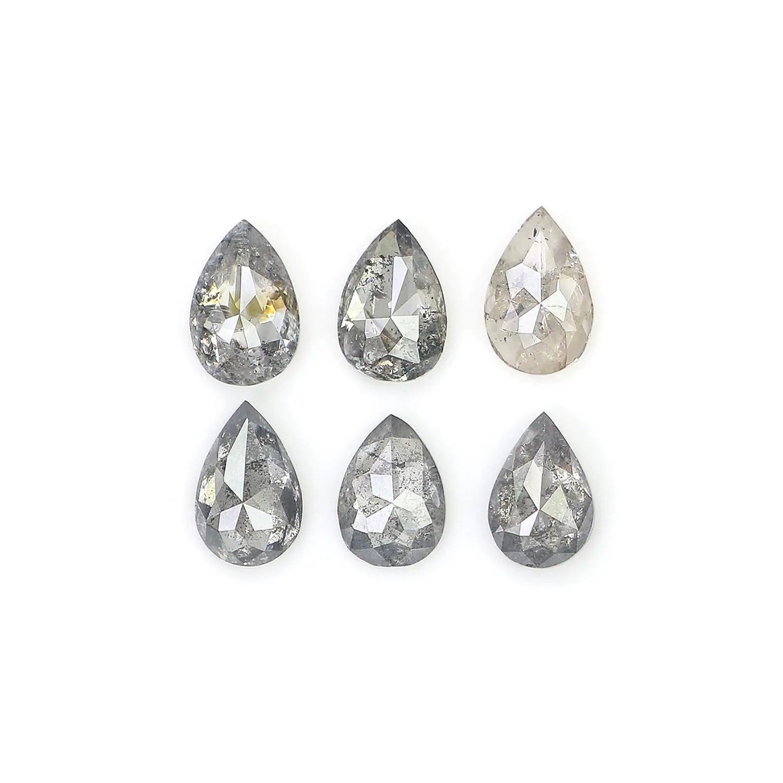1.15 CT Natural Loose Pear Shape Diamond Salt And Pepper Pear Diamond 4.45 MM Natural Diamond Black Grey Color Pear Rose Cut Diamond NQ1326