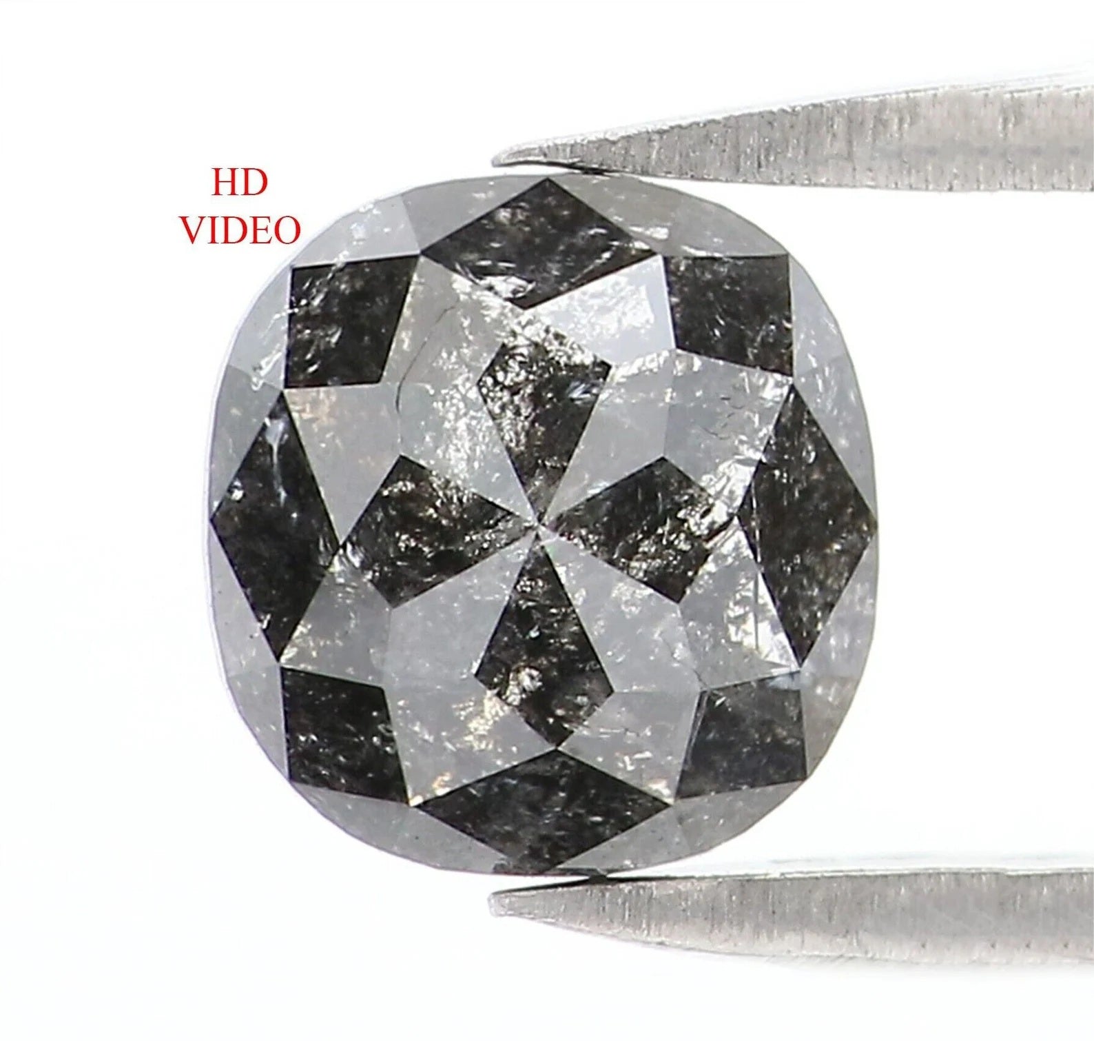 1.20 Ct Natural Loose Cushion Shape Diamond Salt And Pepper Cushion Diamond 6.30 MM Natural Loose Diamond Cushion Rose Cut Diamond QN918