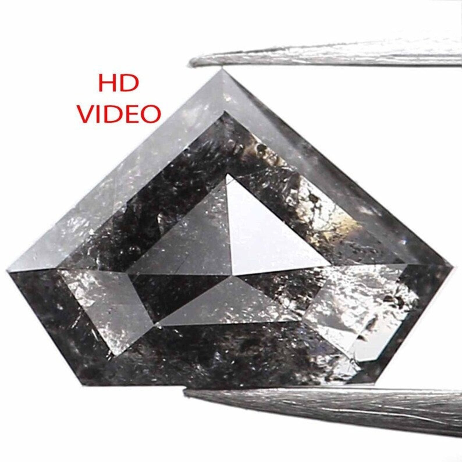 0.90 CT Natural Loose Shield Shape Diamond Salt And Pepper Shield Cut Diamond 5.55 MM Natural Loose Diamond Black Grey Shield Diamond QN767