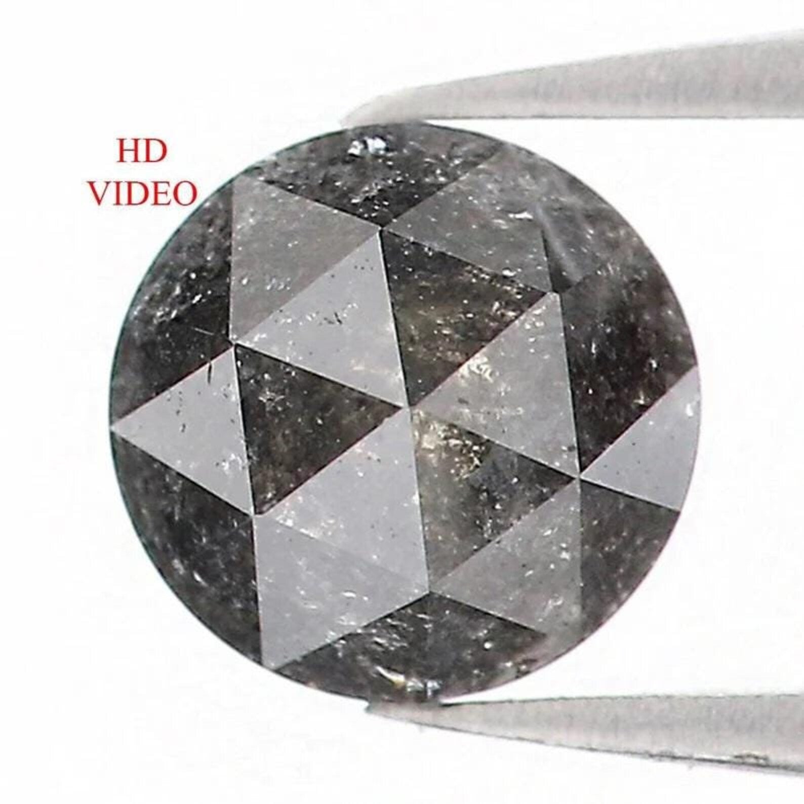 0.70 Ct Natural Loose Round Shape Diamond Salt And Pepper Round Cut Diamond 5.10 MM Natural Black Gray Color Round Rose Cut Diamond NQ1514