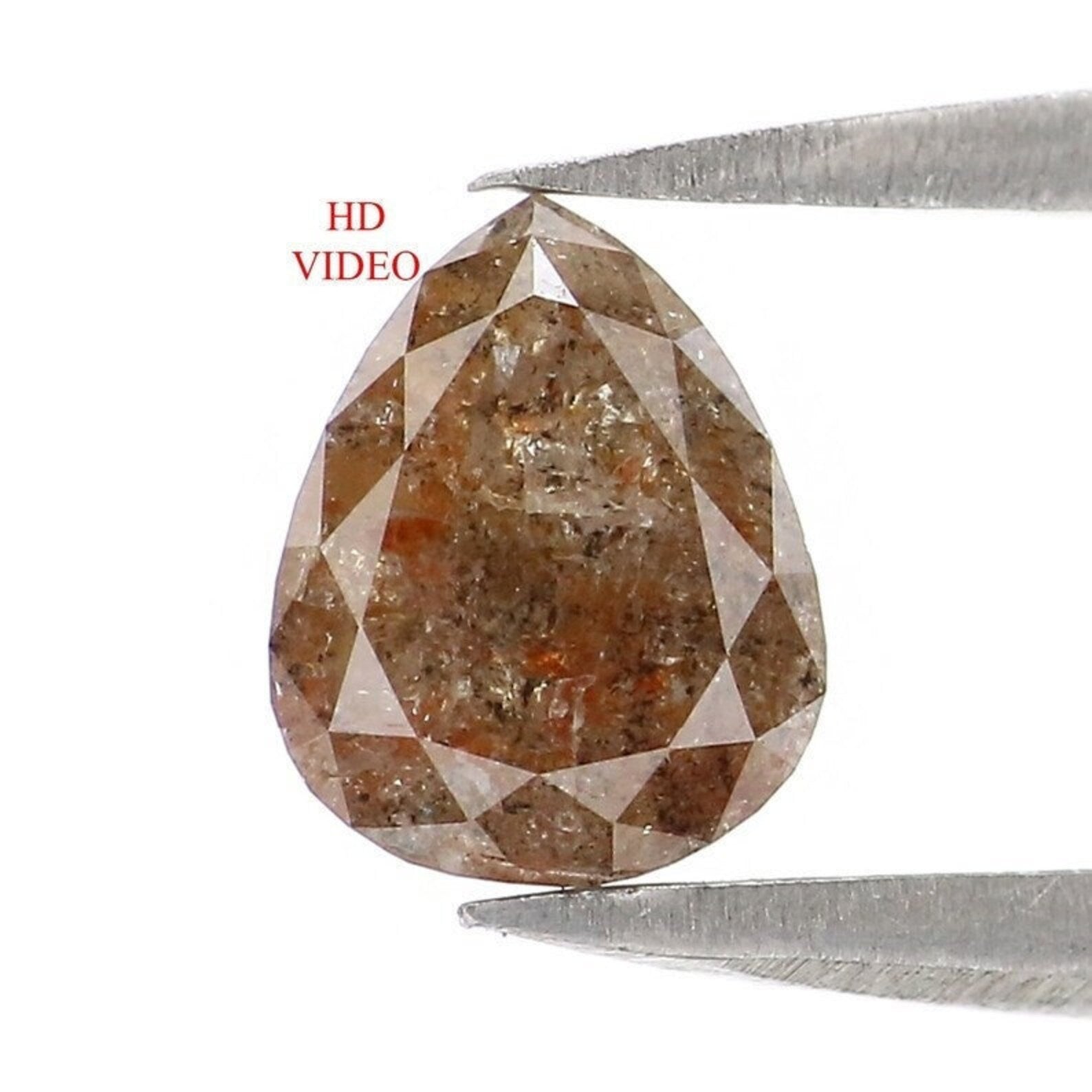 0.75 CT Natural Loose Pear Shape Diamond Brown Color Pear Diamond 6.50 MM Natural Loose Diamond Brown Color Pear Rose Cut Diamond NQ7613