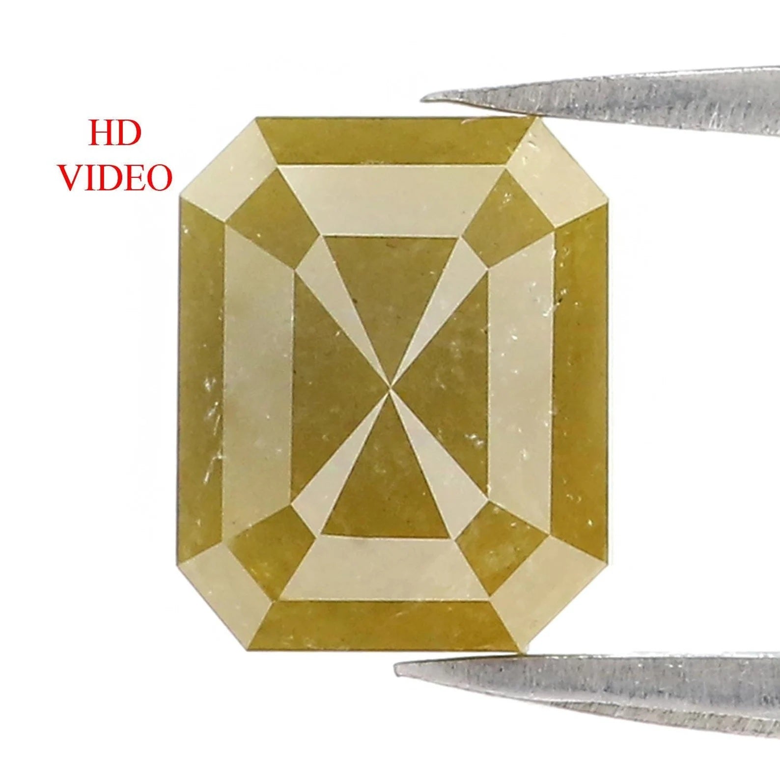 2.85 CT Natural Loose Emerald Shape Diamond Yellow Color Emerald Diamond 8.60 MM Natural Diamond Yellow Color Emerald Rose Cut Diamond QN157
