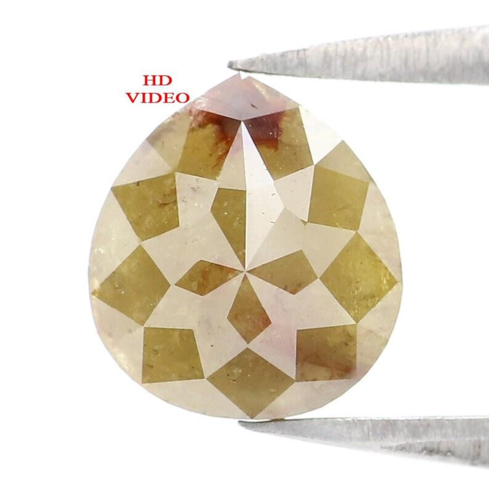 1.56 Ct Natural Loose Pear Shape Diamond Yellow Color Pear Cut Diamond 7.45 MM Natural Loose Diamond Brown Color Pear Rose Cut Diamond NQ207