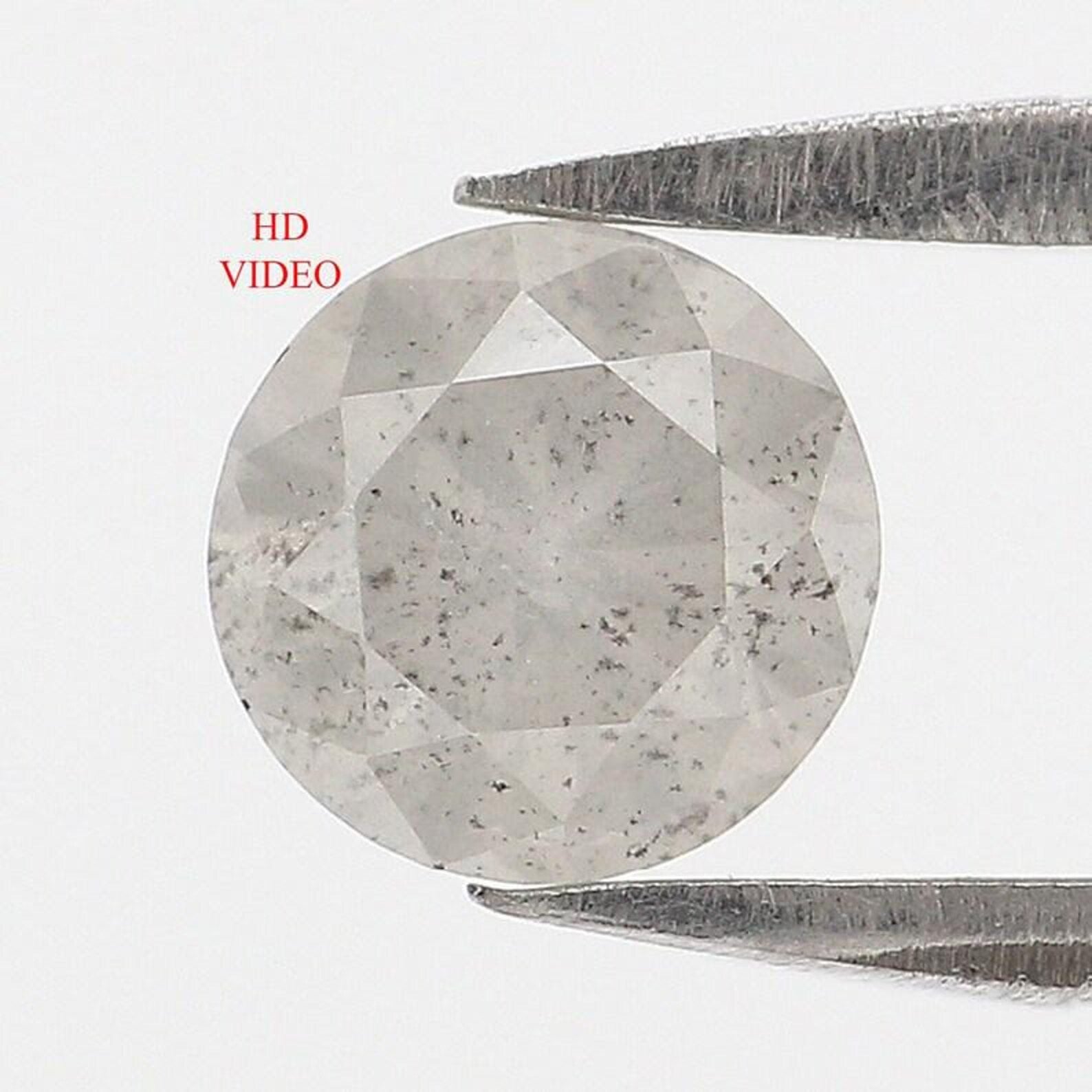 0.61 Ct Natural Loose Round Shape Diamond Salt And Pepper Round Diamond 5.40 MM Natural Diamond Gray Color Round Brilliant Cut Diamond NQ457
