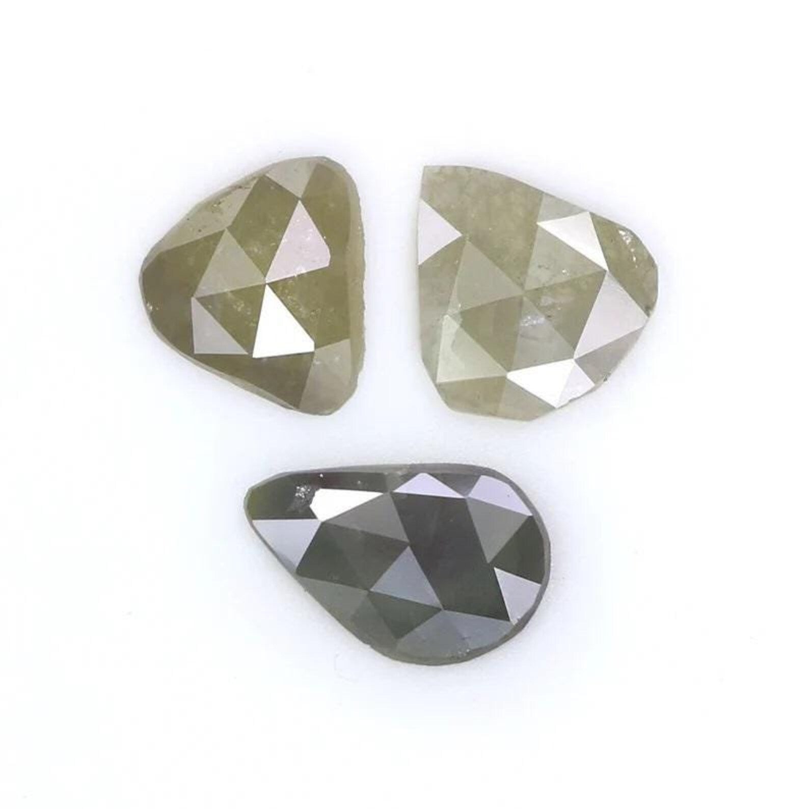 1.16 CT Natural Loose Slice Shape Diamond Yellow Color Irregular Cut Diamond 6.45 MM Natural Diamond Grey Color Slice Rose Cut Diamond NQ616