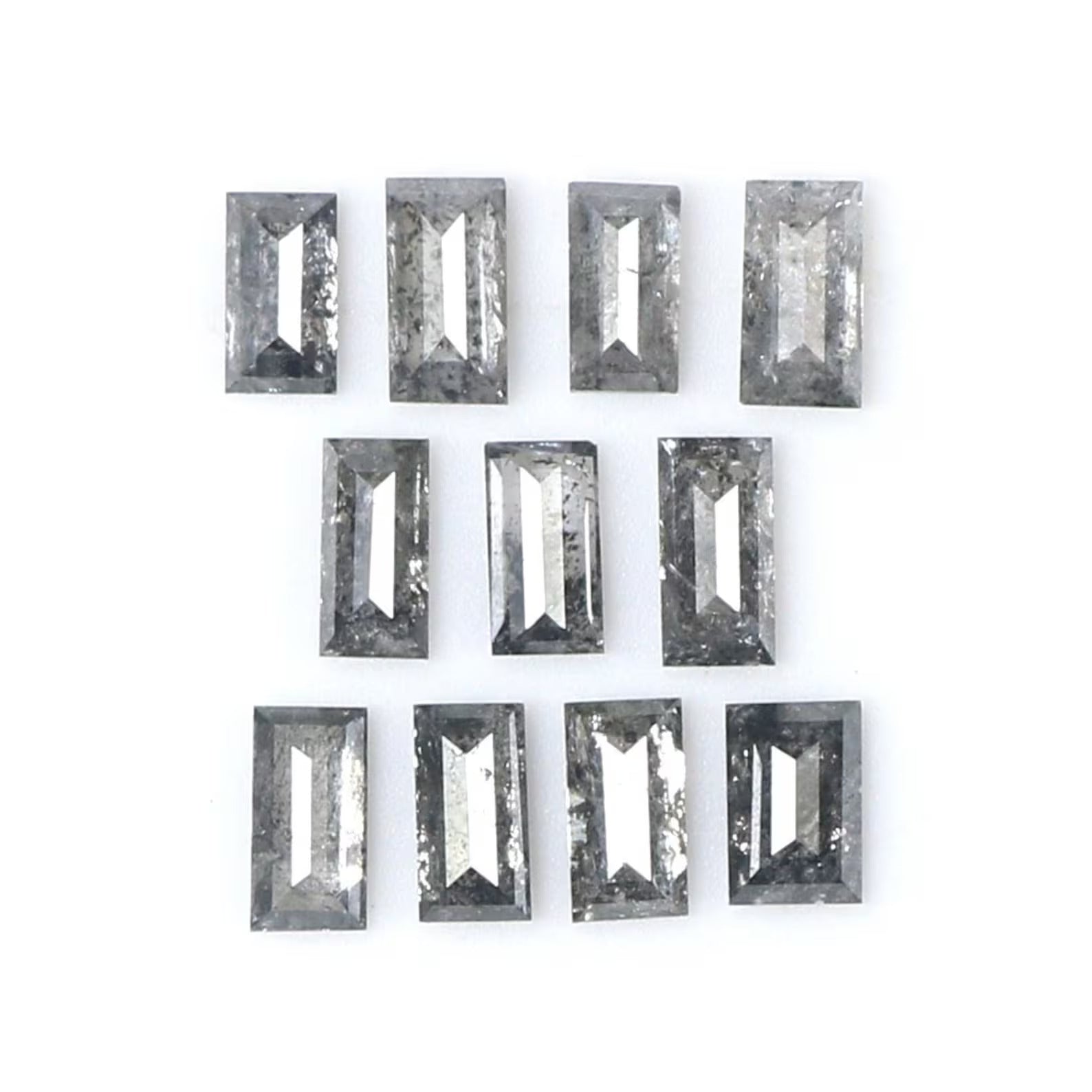 Natural Loose Baguette Salt And Pepper Diamond Black Grey Color 1.00 CT 3.30 MM Baguette Shape Rose Cut Diamond KDN1803