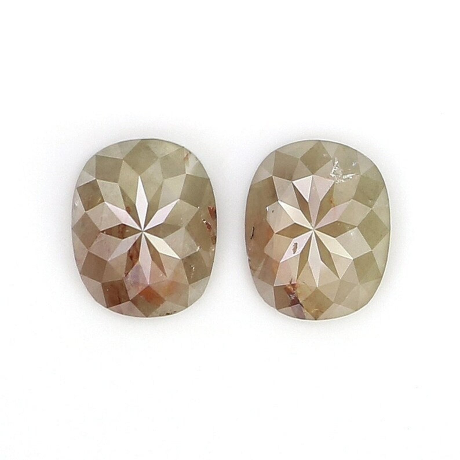 1.80 Ct Natural Loose Oval Shape Pair Diamond Grey Brown Color Oval Diamond 7.20 MM Natural Grey Brown Color Oval Rose Cut Diamond NQ2481