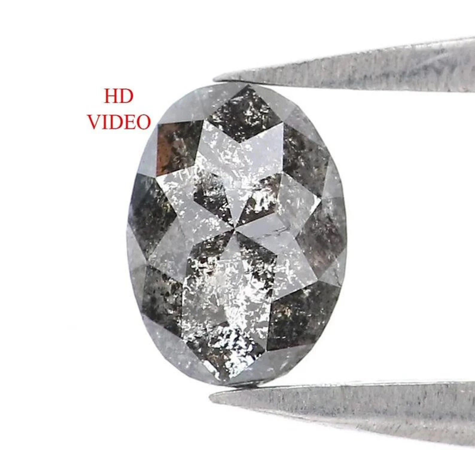 0.40 CT Natural Loose Oval Shape Diamond Salt And Pepper Oval Diamond 5.50 MM Natural Loose Black Grey Color Oval Rose Cut Diamond NQ2116