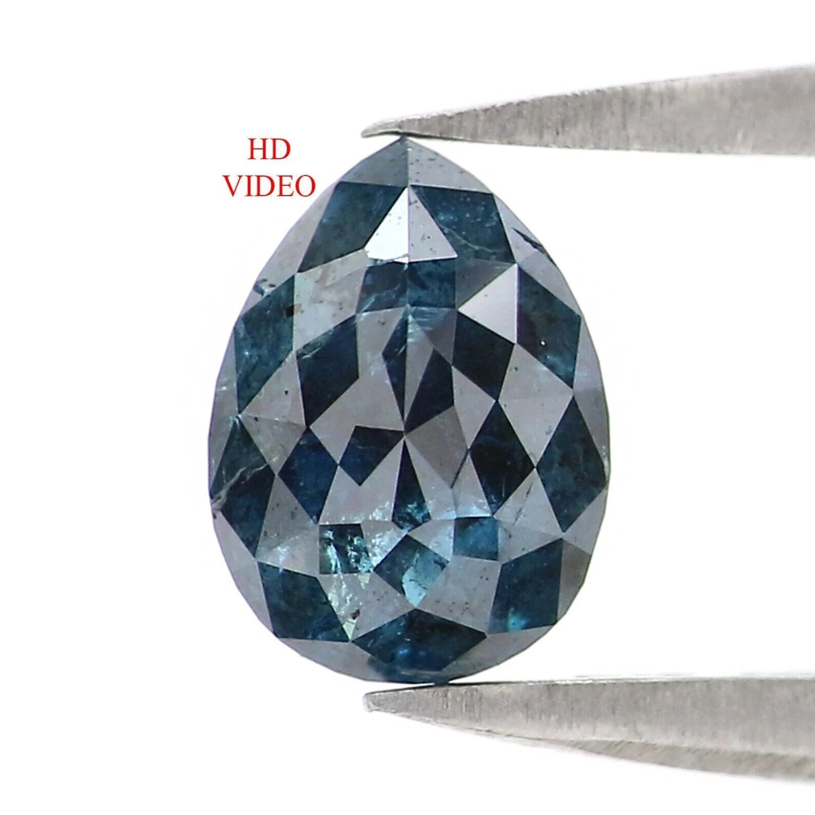 0.89 CT Natural Loose Pear Diamond Blue Color Pear Cut Diamond 6.70 MM Natural Loose Diamond Pear Rose Cut Diamond Pear Shape Diamond NQ9849