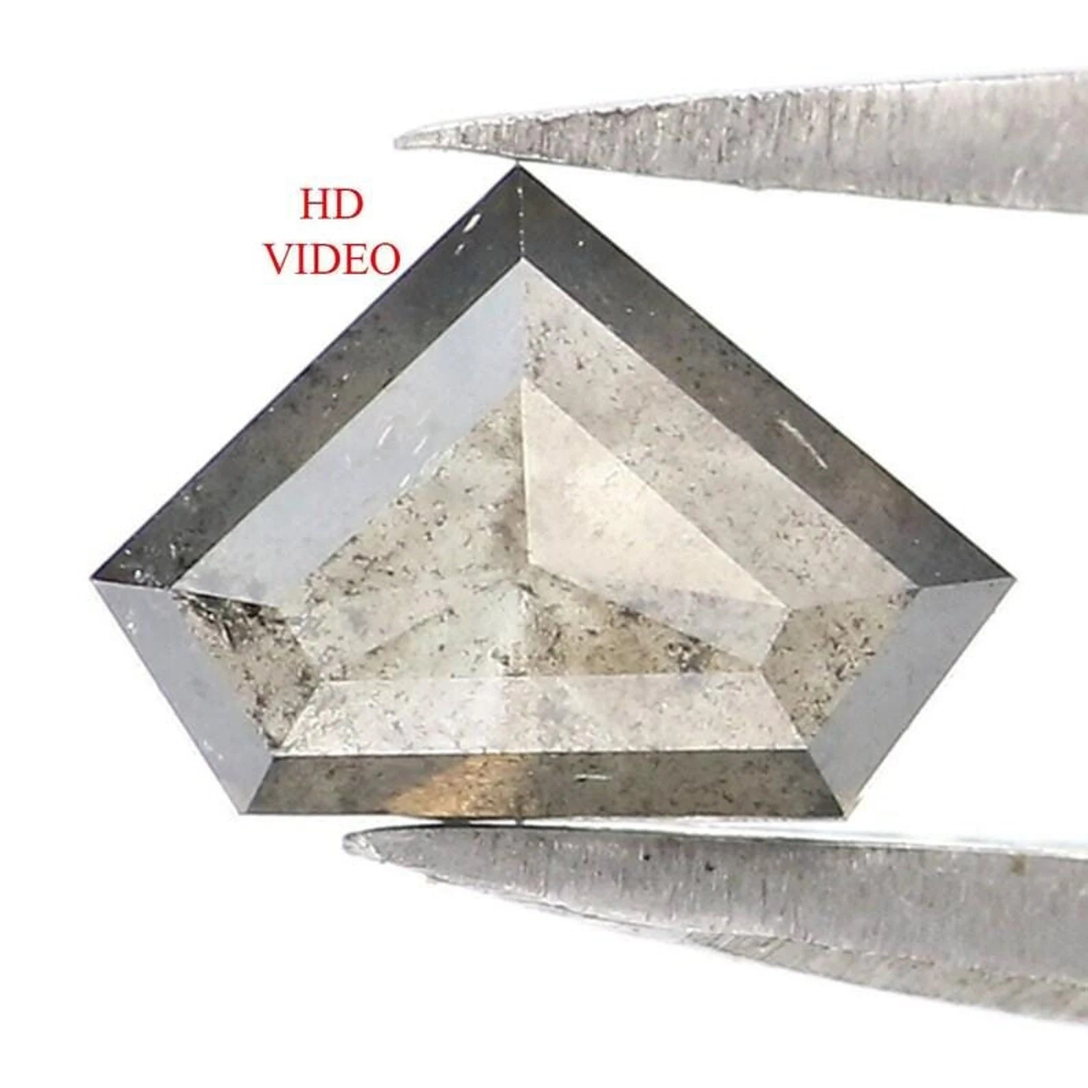 0.61 CT Natural Loose Shield Shape Diamond Salt And Pepper Shield Diamond 5.00 MM Natural Black Grey Color Shield Rose Cut Diamond NQ876