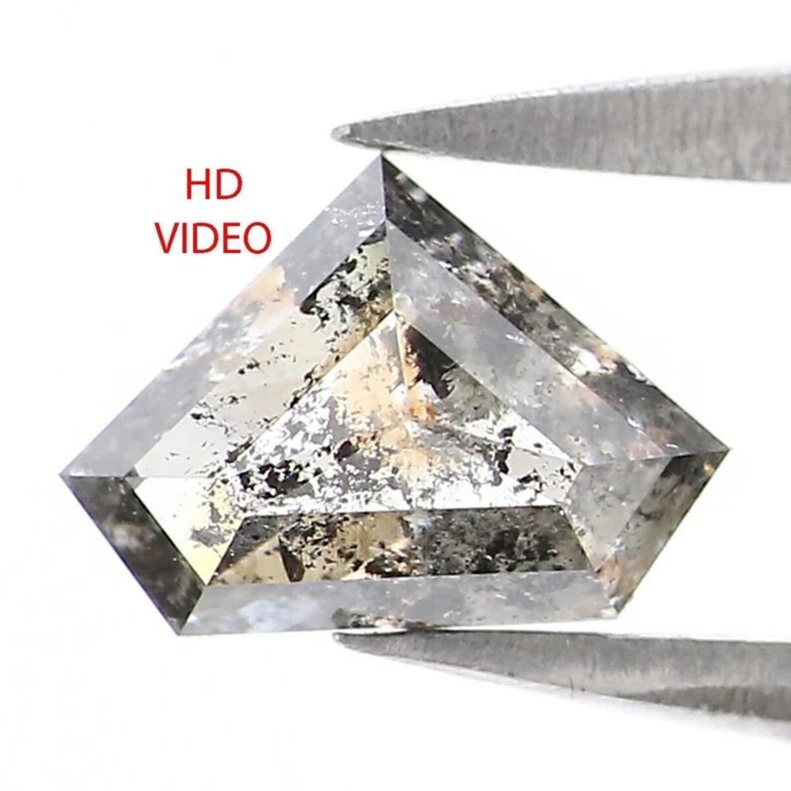 0.67 CT Natural Loose Shield Shape Diamond Salt And Pepper Shield Diamond 5.00 MM Natural Black Grey Color Shield Rose Cut Diamond NQ2159