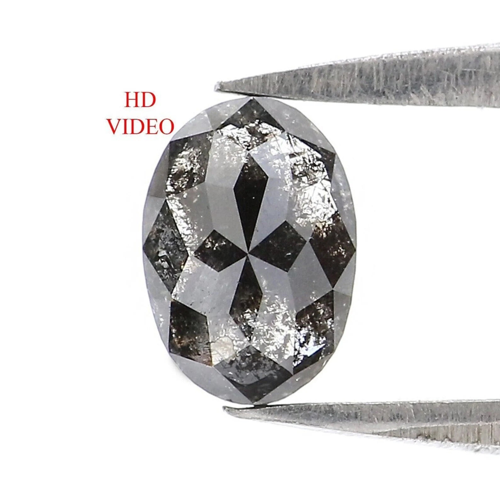 0.56 CT Natural Loose Oval Shape Diamond Salt And Pepper Oval Diamond 6.20 MM Natural Diamond Black Grey Color Oval Rose Cut Diamond NQ2445